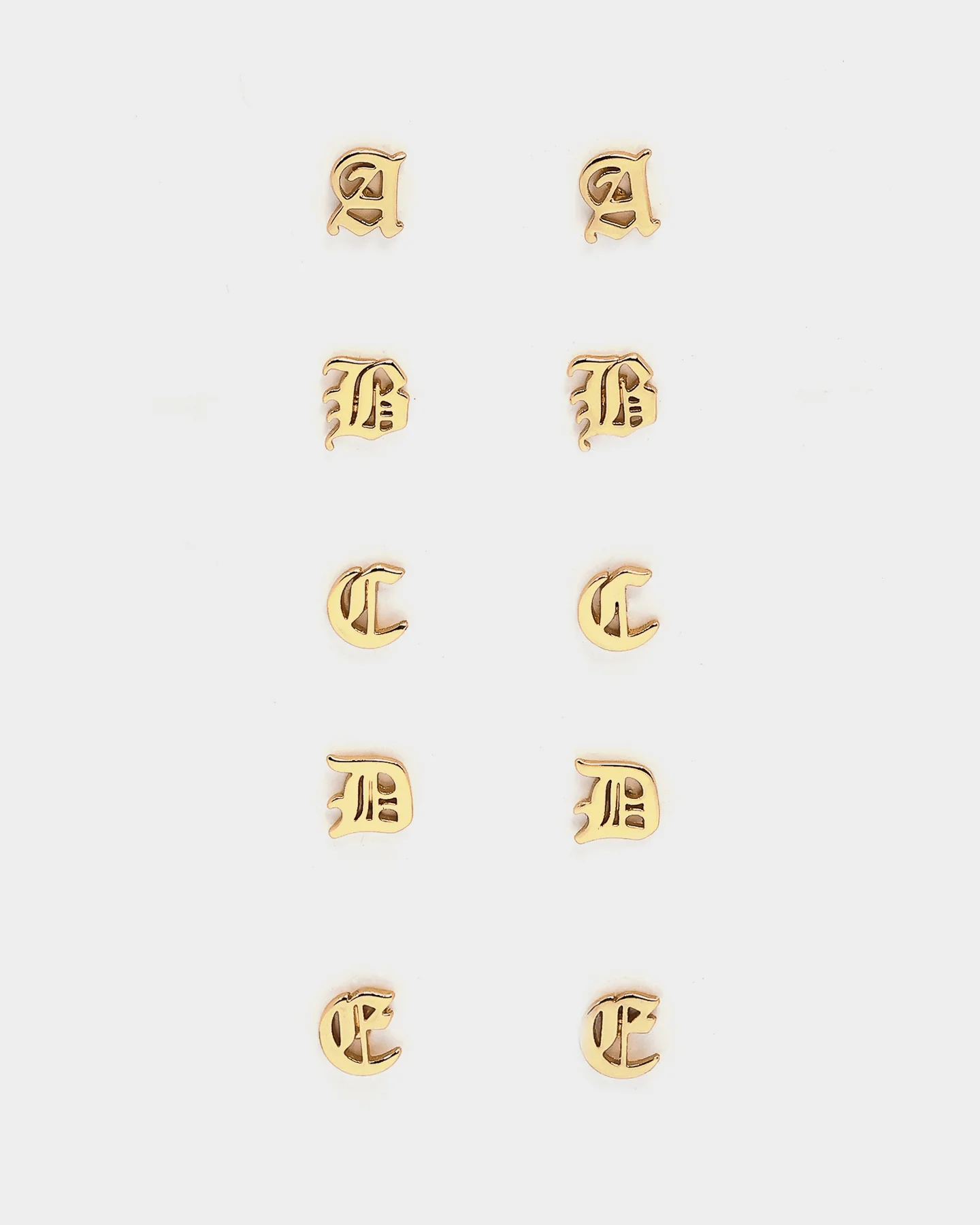 Raising Hell Women's Gothic Alphabet Stud Earrings Gold - Image 5