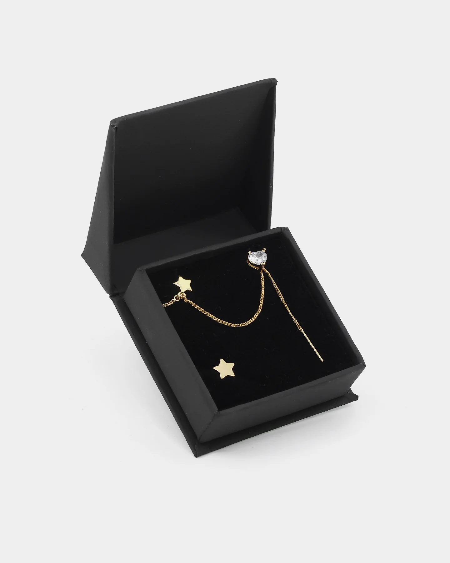 Raising Hell Women's Starry Heart Earrings Chain Iced Gold - Image 7