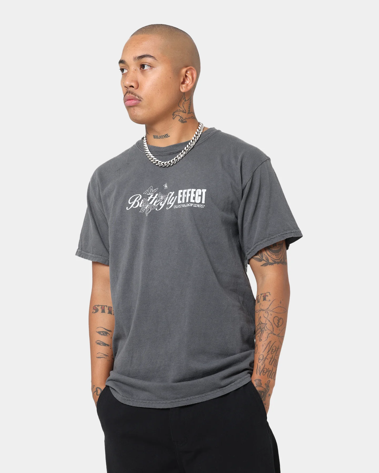 Rats Get Fat Butterfly Effect Vintage T-Shirt Off Black - Image 2
