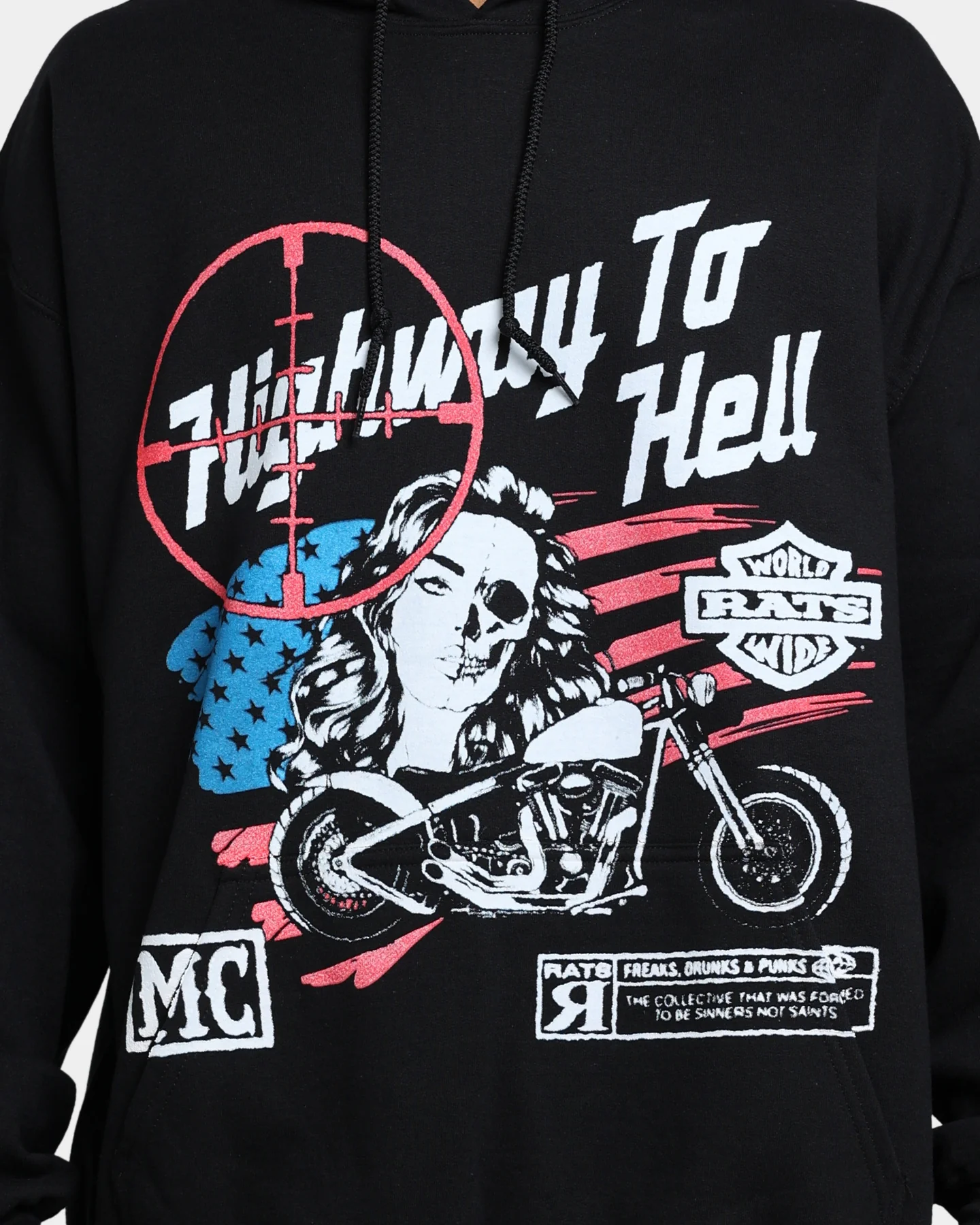Rats Get Fat Highway To Hell Hoodie Black - Image 3
