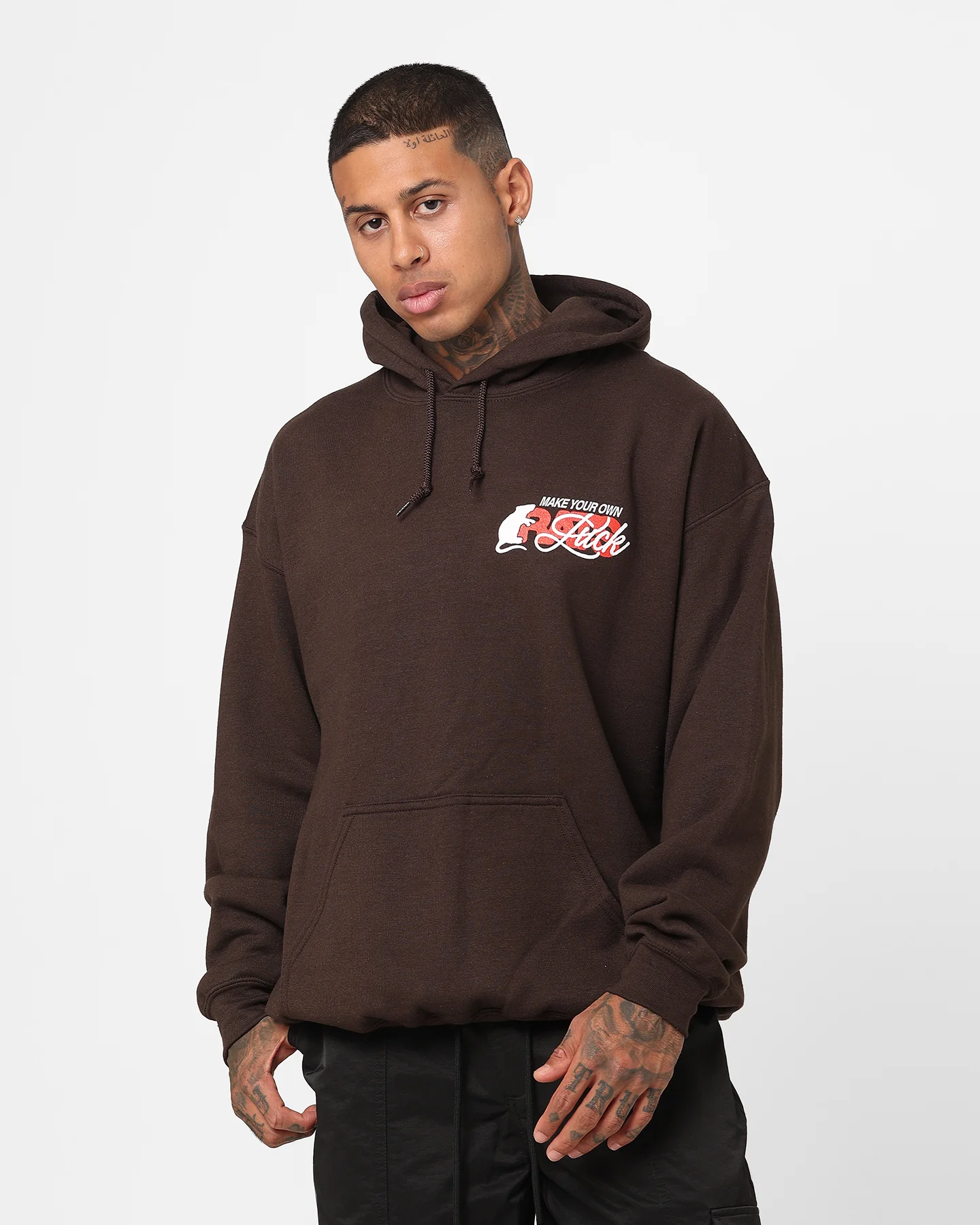 Rats Get Fat Own Luck Hoodie Brown - Image 2