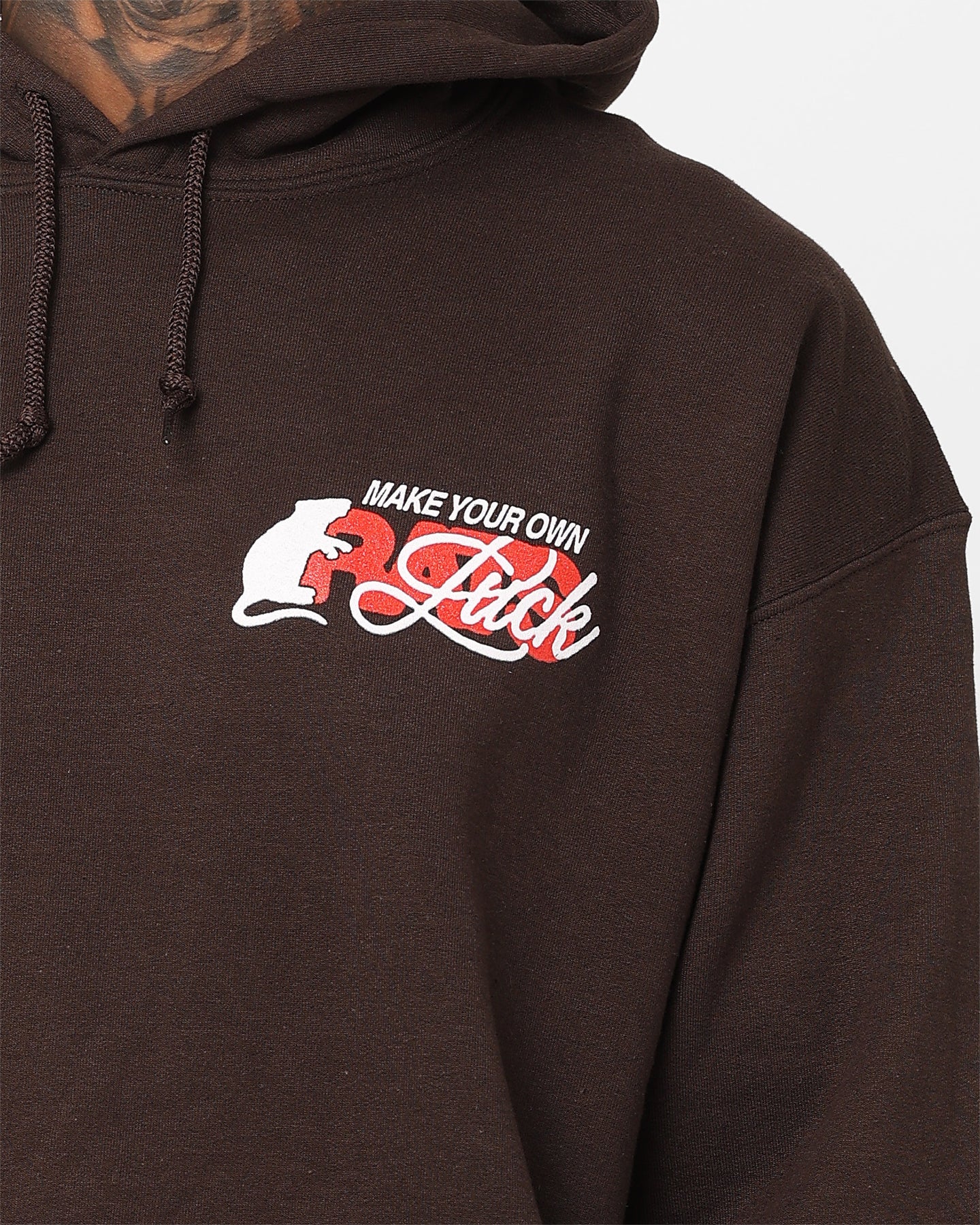 Rats Get Fat Own Luck Hoodie Brown - Image 4