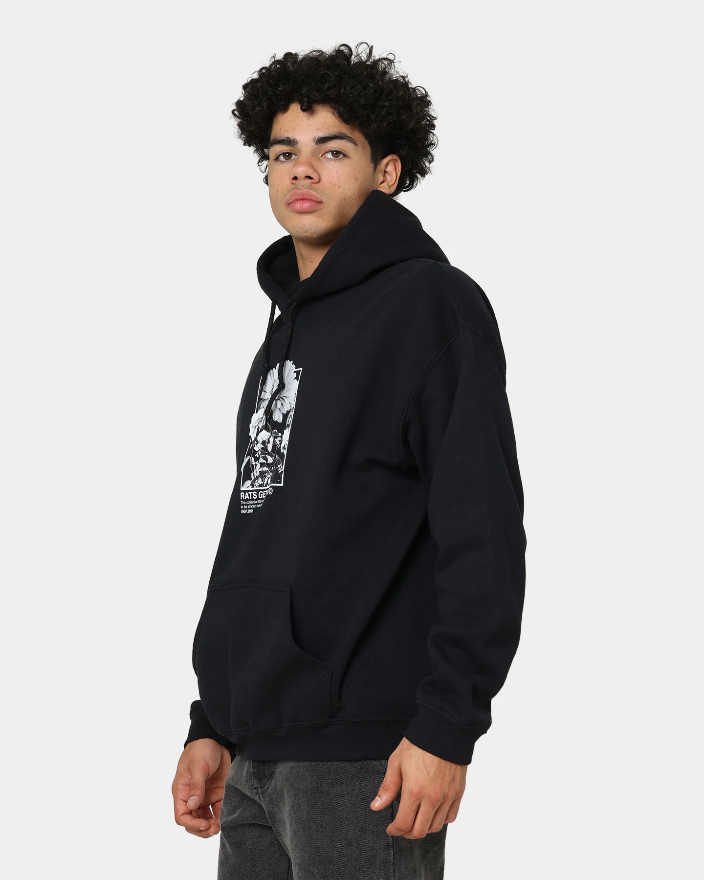 Rats Get Fat Paint Flower Hoodie Black - Image 7