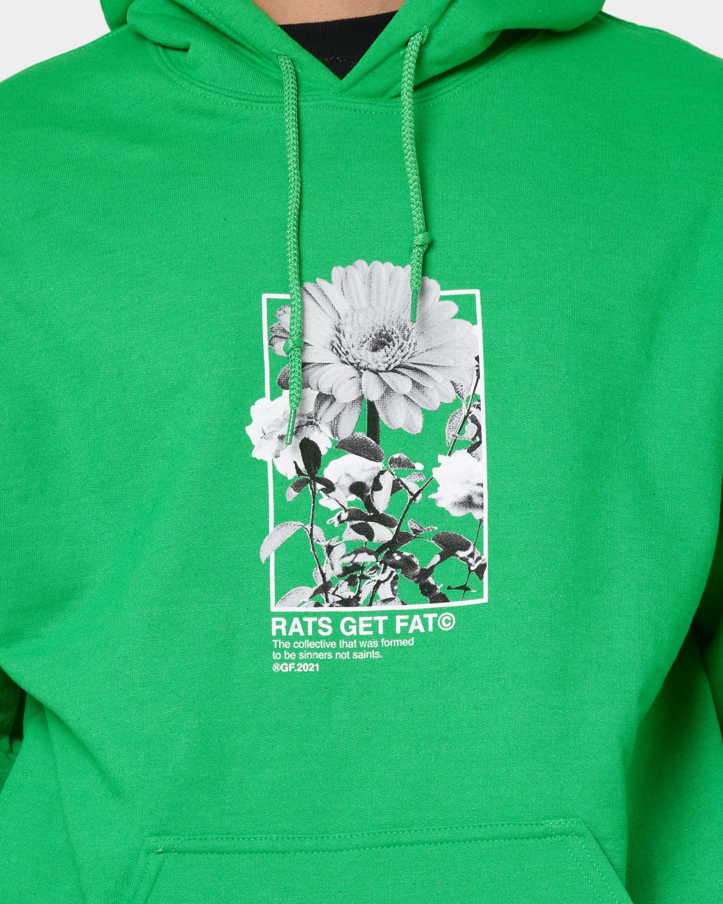 Rats Get Fat Paint Flower Hoodie Green - Image 4