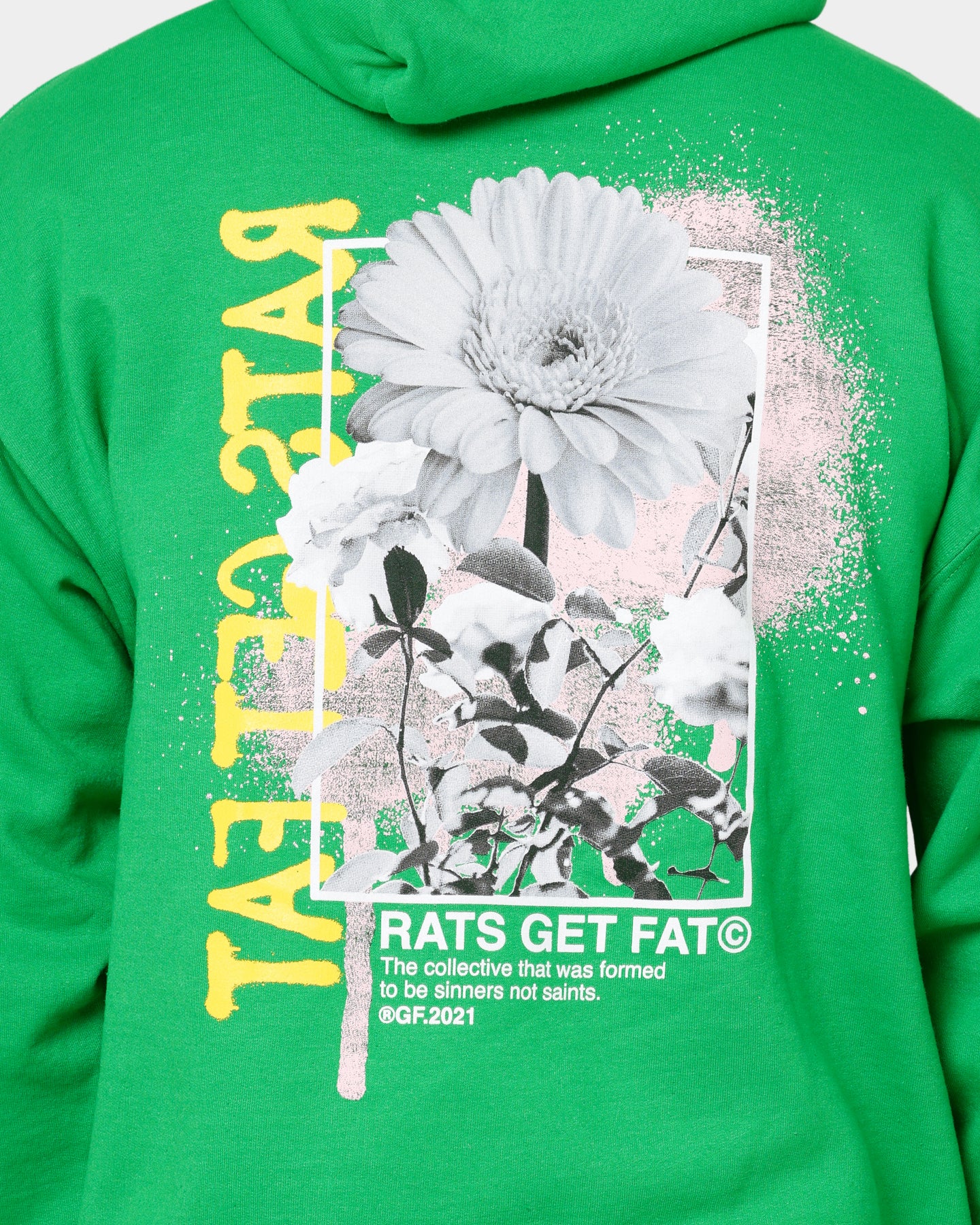 Rats Get Fat Paint Flower Hoodie Green - Image 5