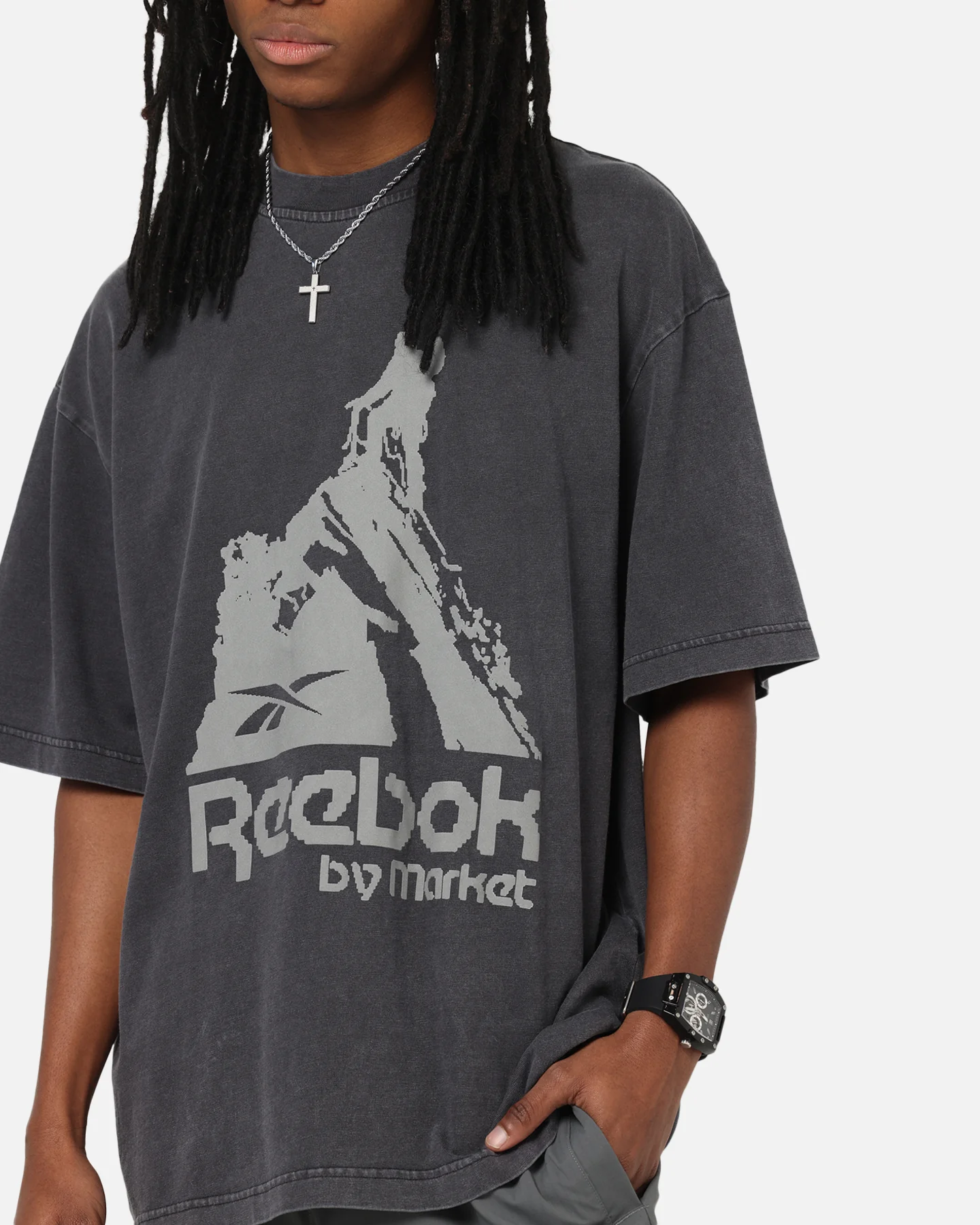 Reebok X Market Graphic T-Shirt Black/Silver - Image 6