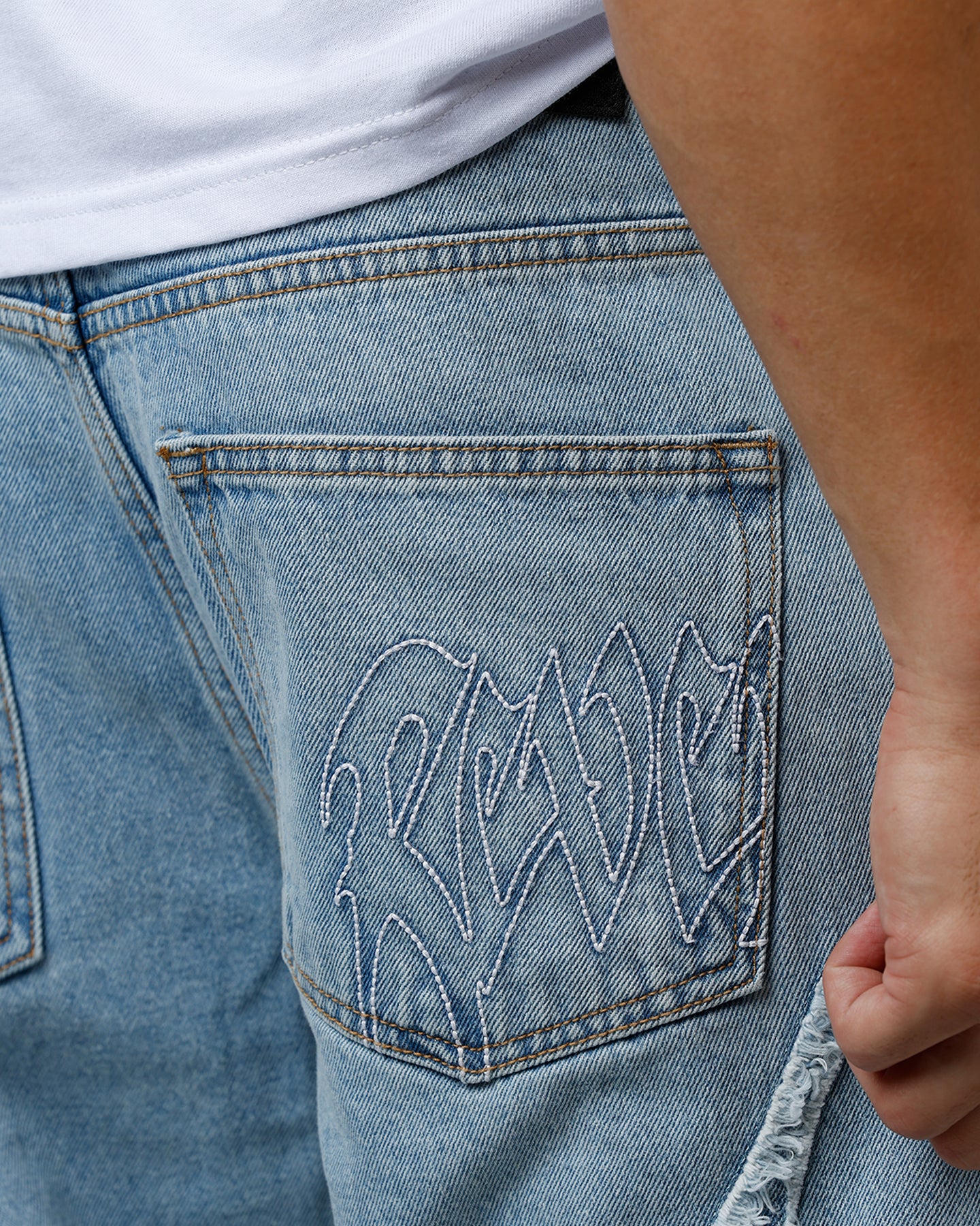 Revenge Spider Web Denim Pants Blue - Image 8