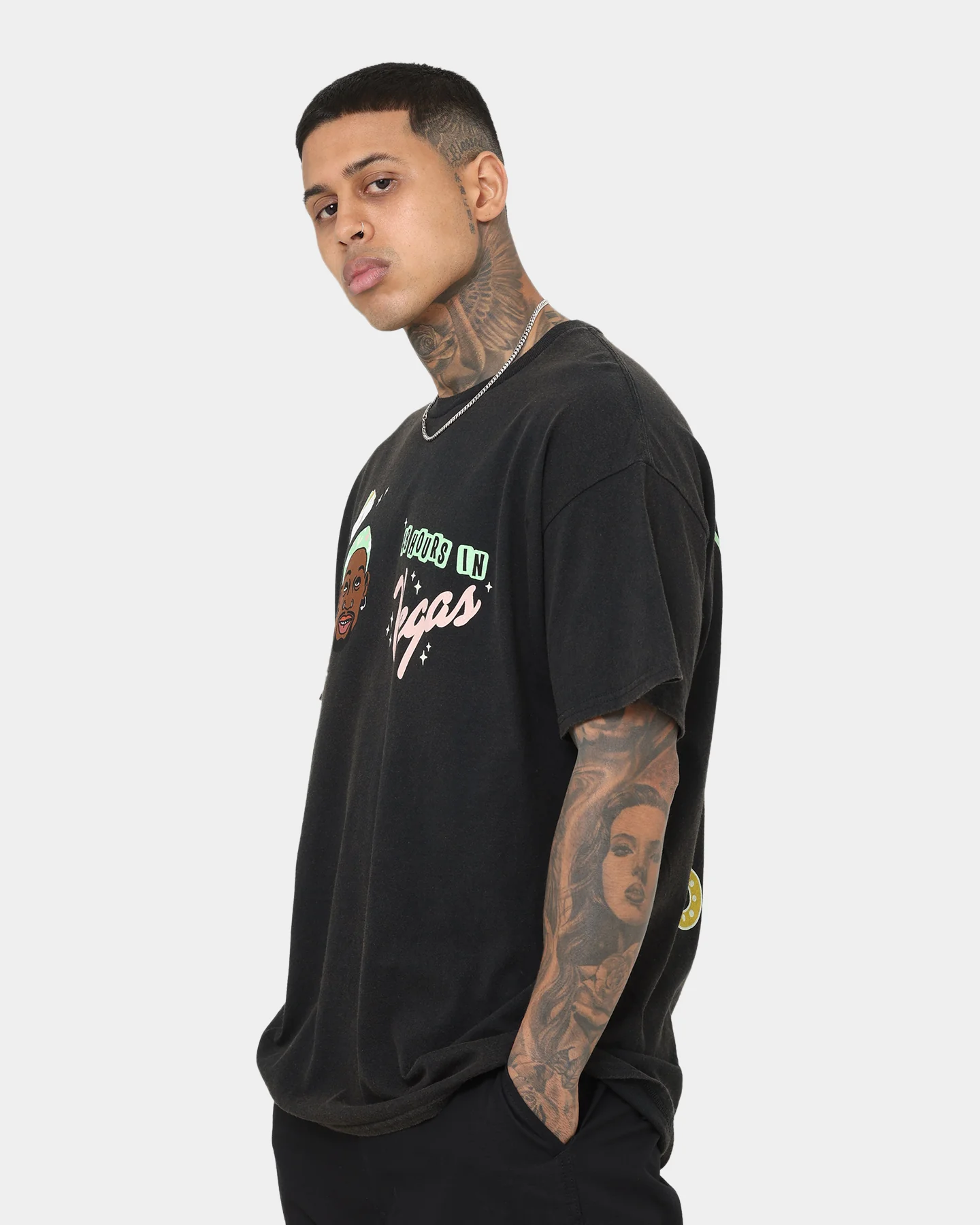 Rodman Brand 48 Hours In Vegas Vintage T-Shirt Black Wash - Image 7