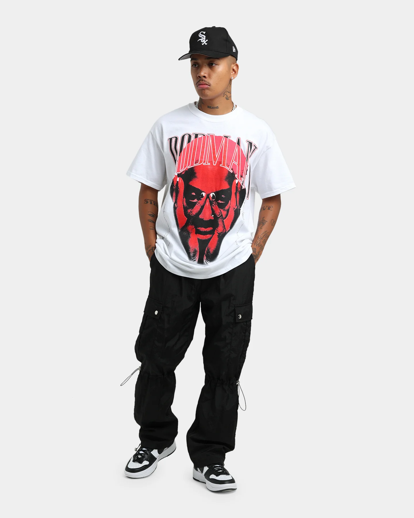 Rodman Brand Barbwire Pink Vintage T-Shirt White - Image 2