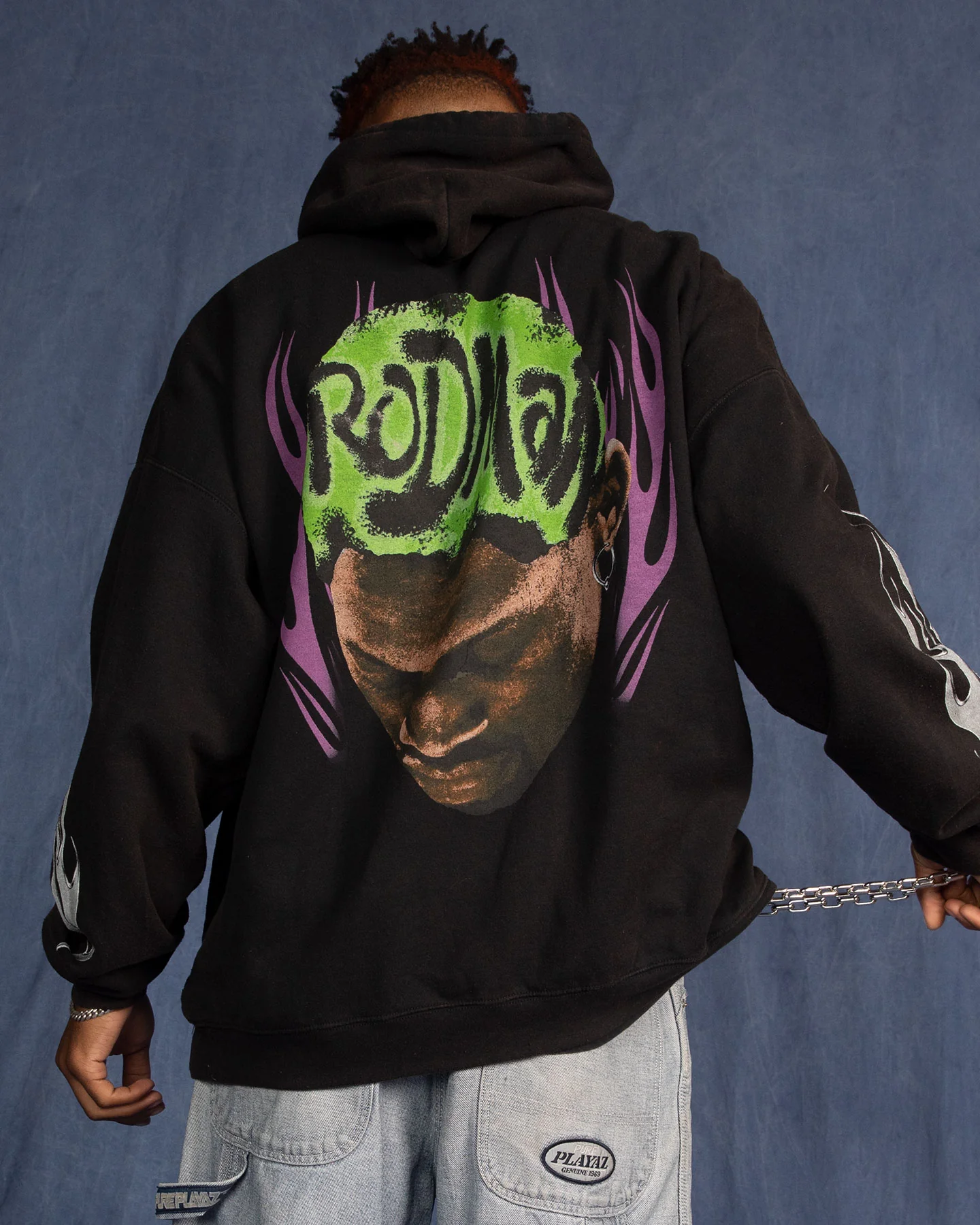 Rodman Brand Metal Logo Vintage Hoodie Black Wash - Image 2