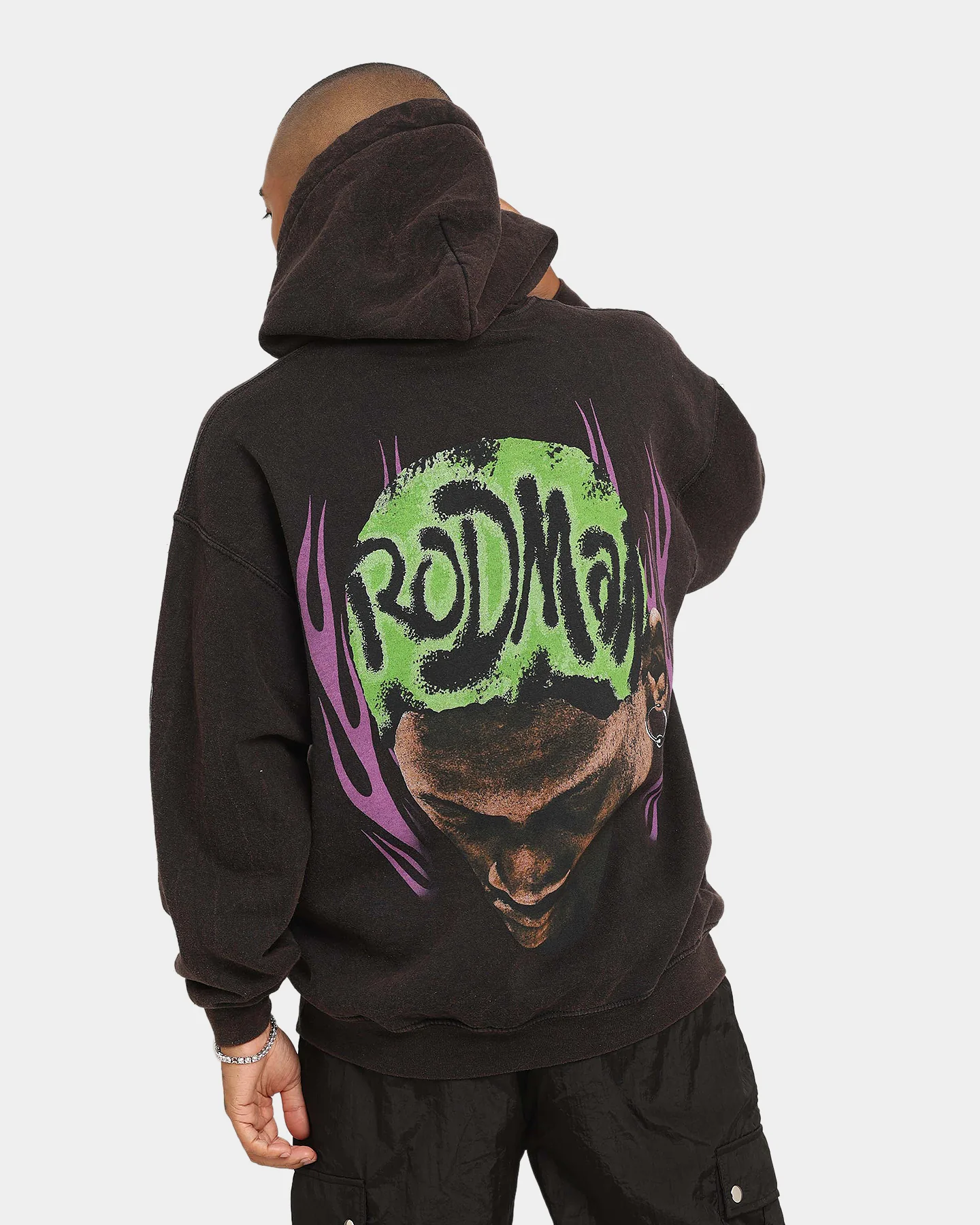 Rodman Brand Metal Logo Vintage Hoodie Black Wash - Image 3