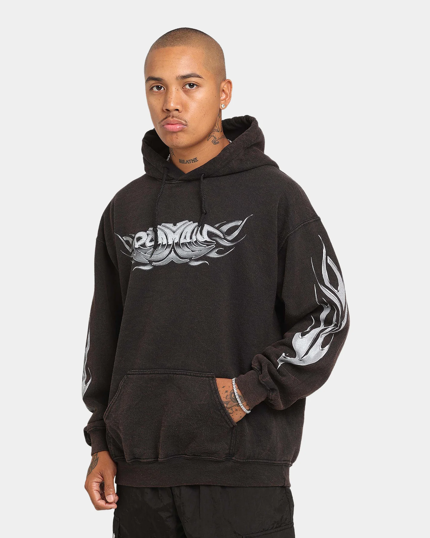 Rodman Brand Metal Logo Vintage Hoodie Black Wash - Image 4