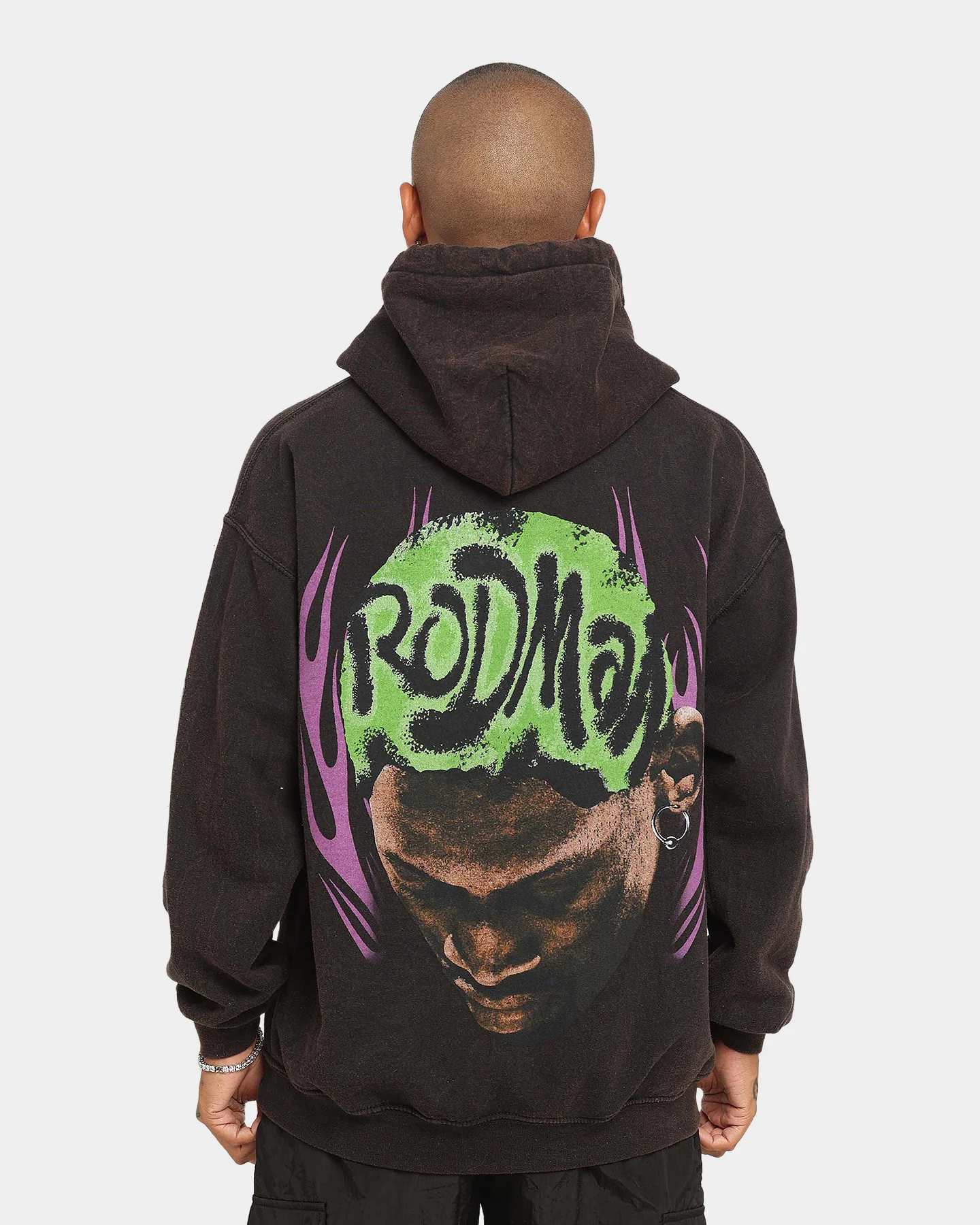 Rodman Brand Metal Logo Vintage Hoodie Black Wash - Image 6