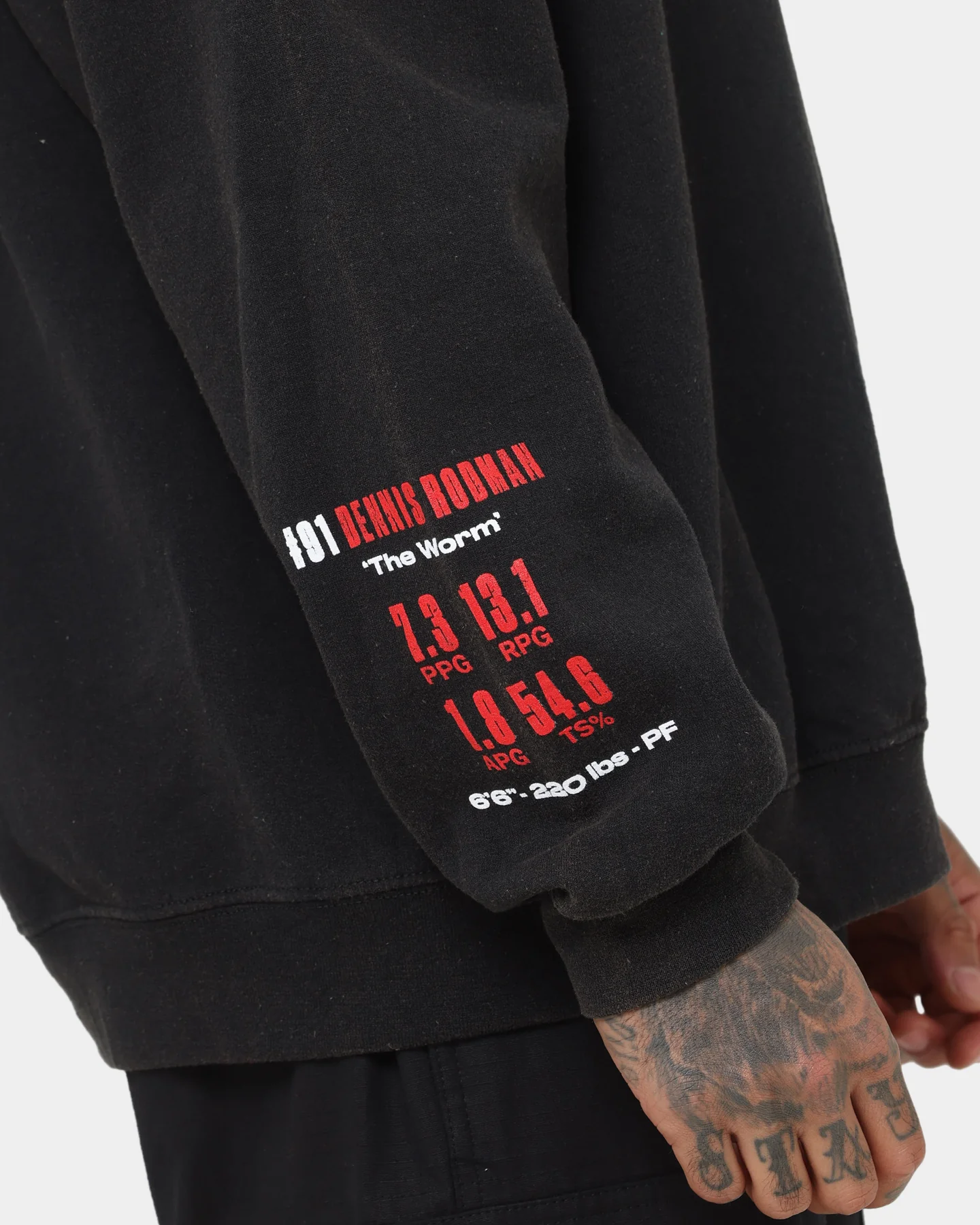 Rodman Brand Rodman Stats Crewneck Black Wash - Image 7