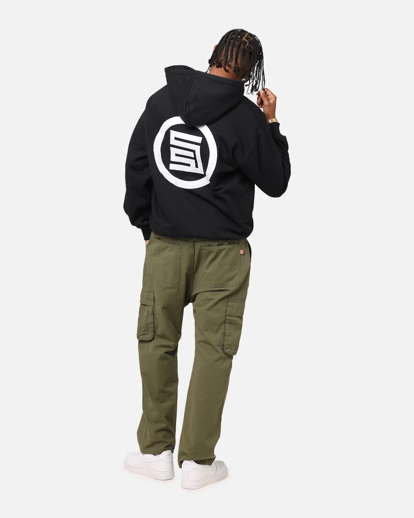 S Double Applique Zip-Up Hoodie Black - Image 4