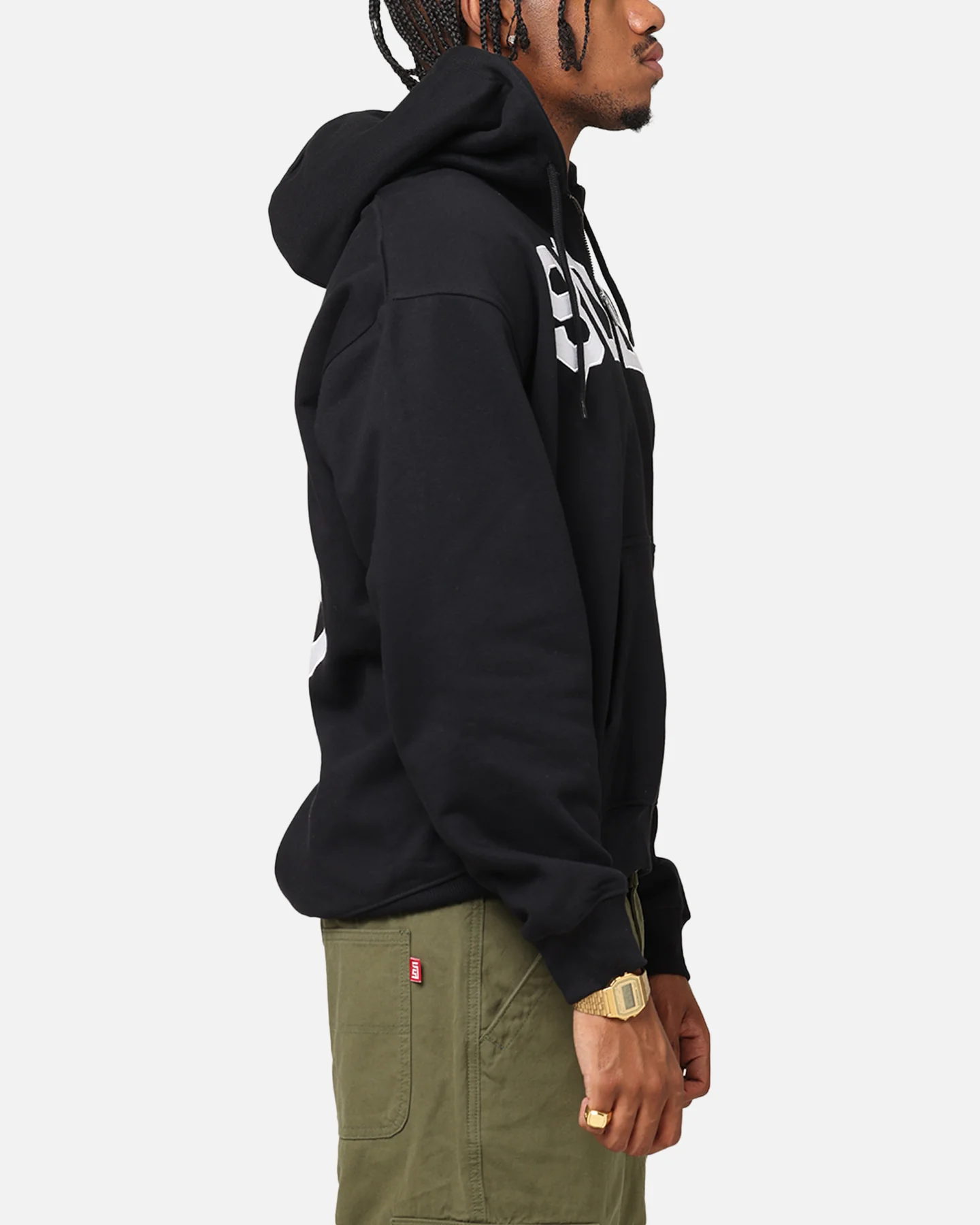 S Double Applique Zip-Up Hoodie Black - Image 5