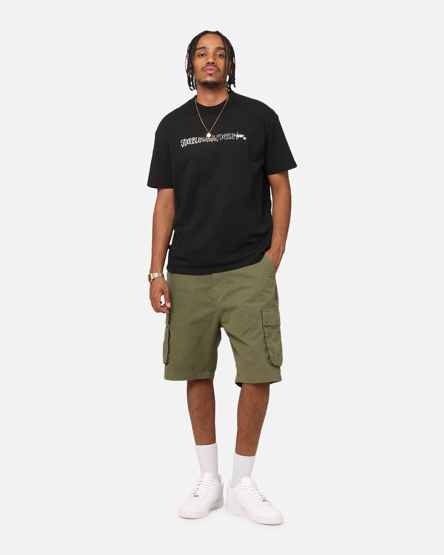 S Double Cargo Work Shorts Forest - Image 2