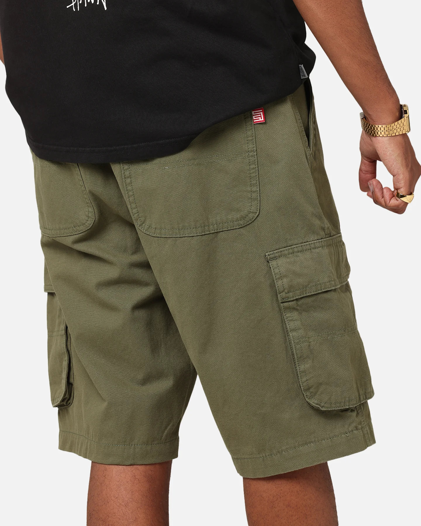 S Double Cargo Work Shorts Forest - Image 3