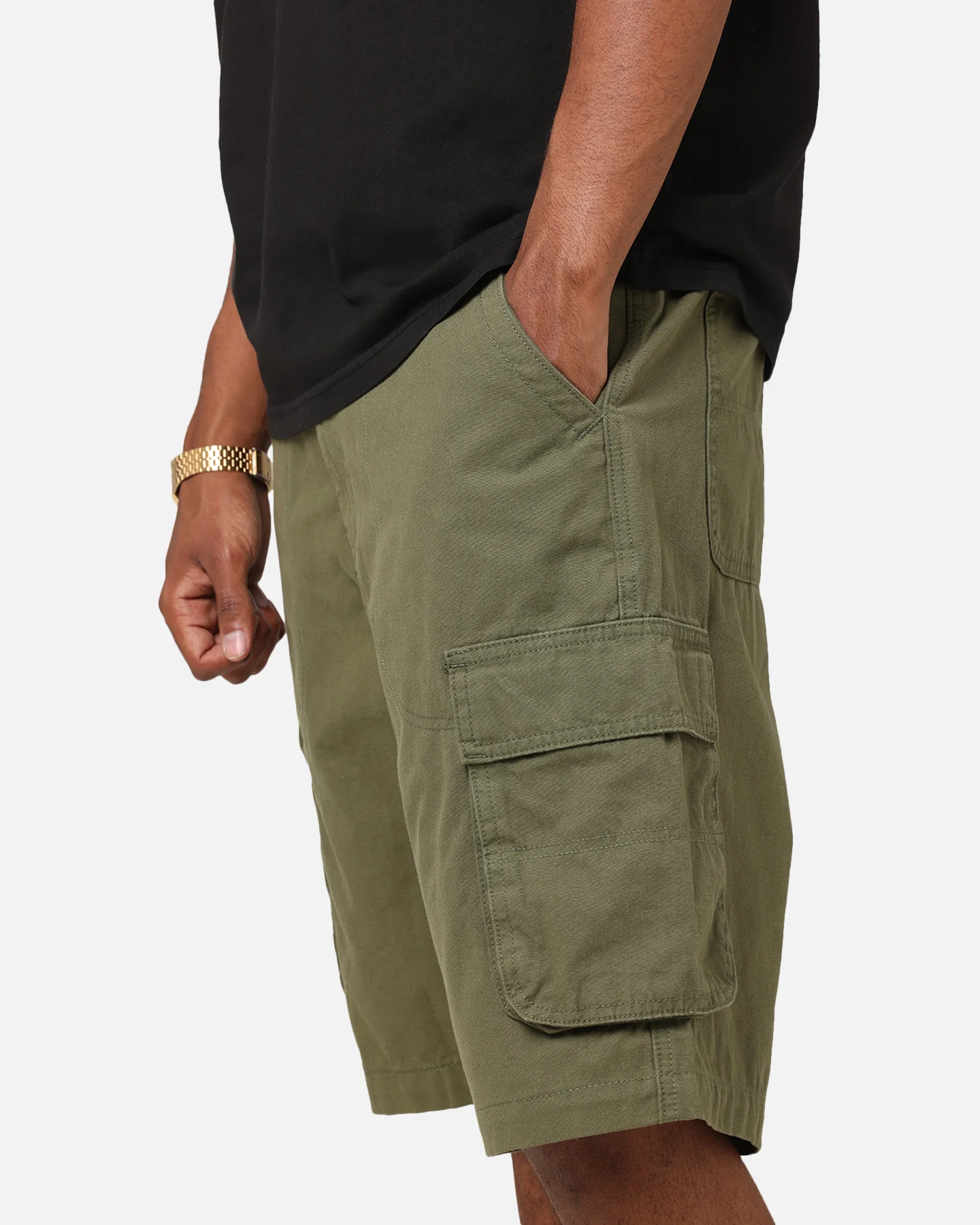 S Double Cargo Work Shorts Forest - Image 4
