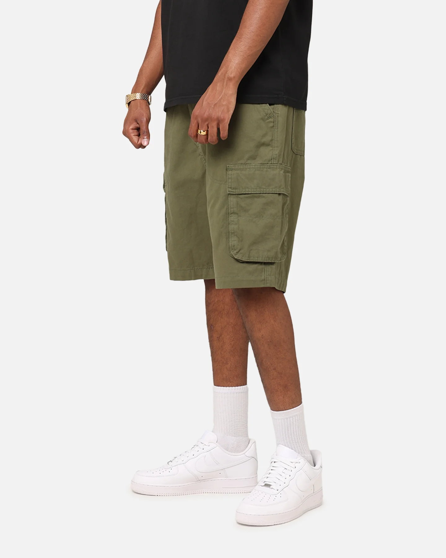 S Double Cargo Work Shorts Forest - Image 6