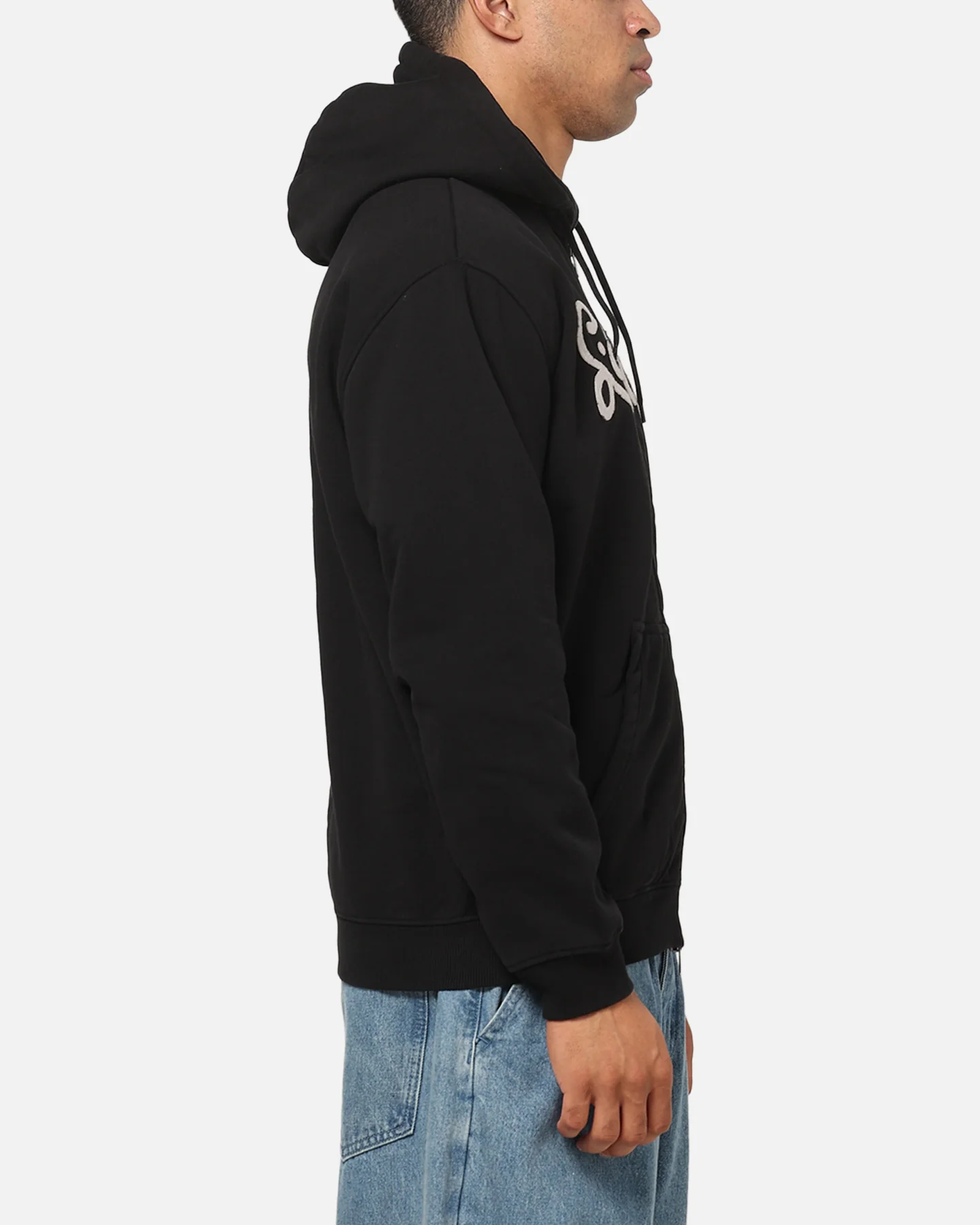 S Double Cursive Zip Hoodie Black - Image 4
