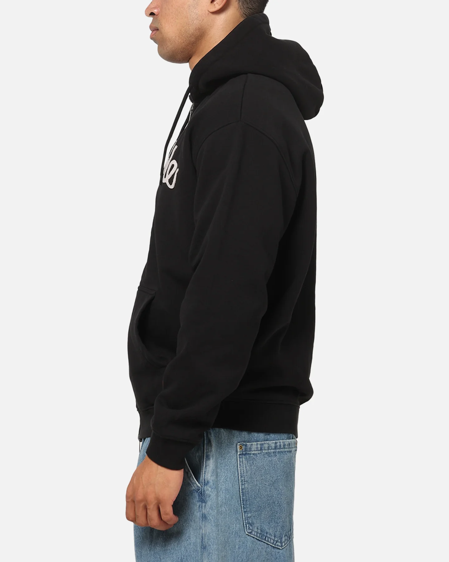 S Double Cursive Zip Hoodie Black - Image 5