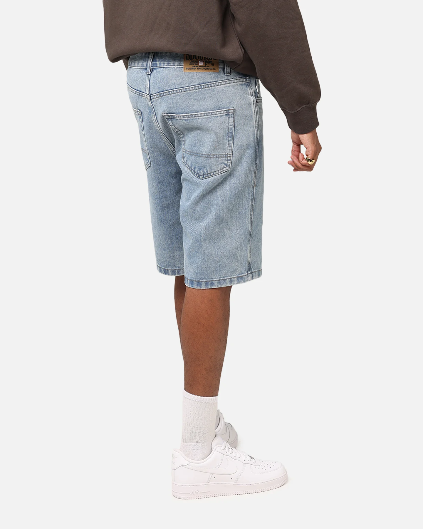 S Double Denim Standard Shorts Blue Washed Denim - Image 5