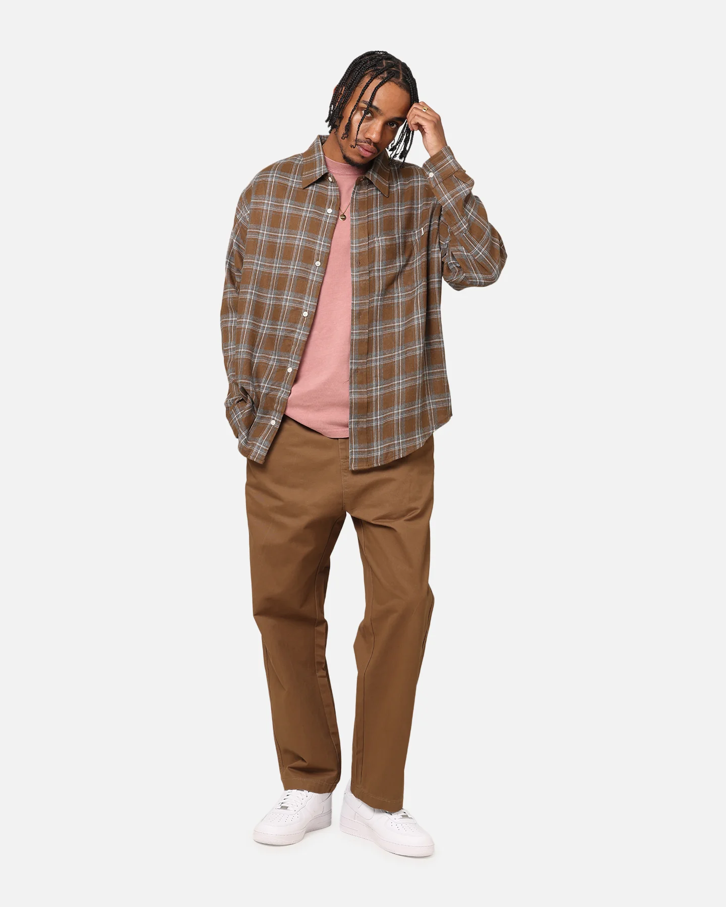S Double Duty Plaid Long Sleeve Shirt Brown - Image 2