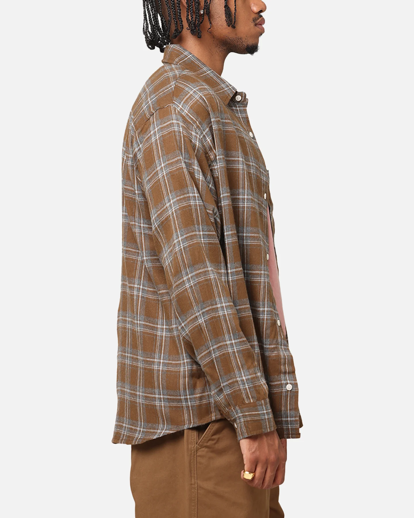S Double Duty Plaid Long Sleeve Shirt Brown - Image 4