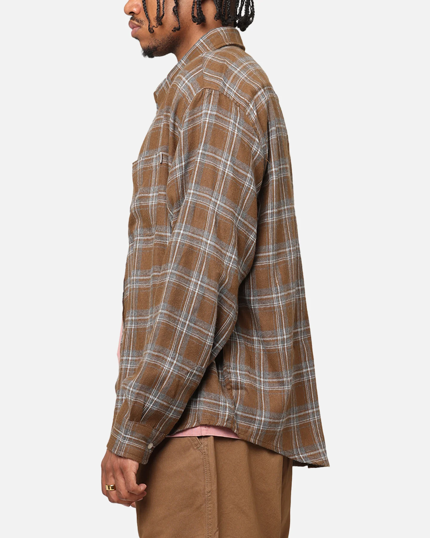 S Double Duty Plaid Long Sleeve Shirt Brown - Image 5