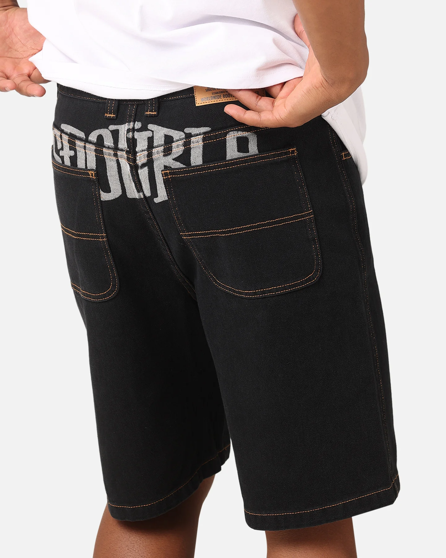S Double Print Denim Standard Shorts Black - Image 3