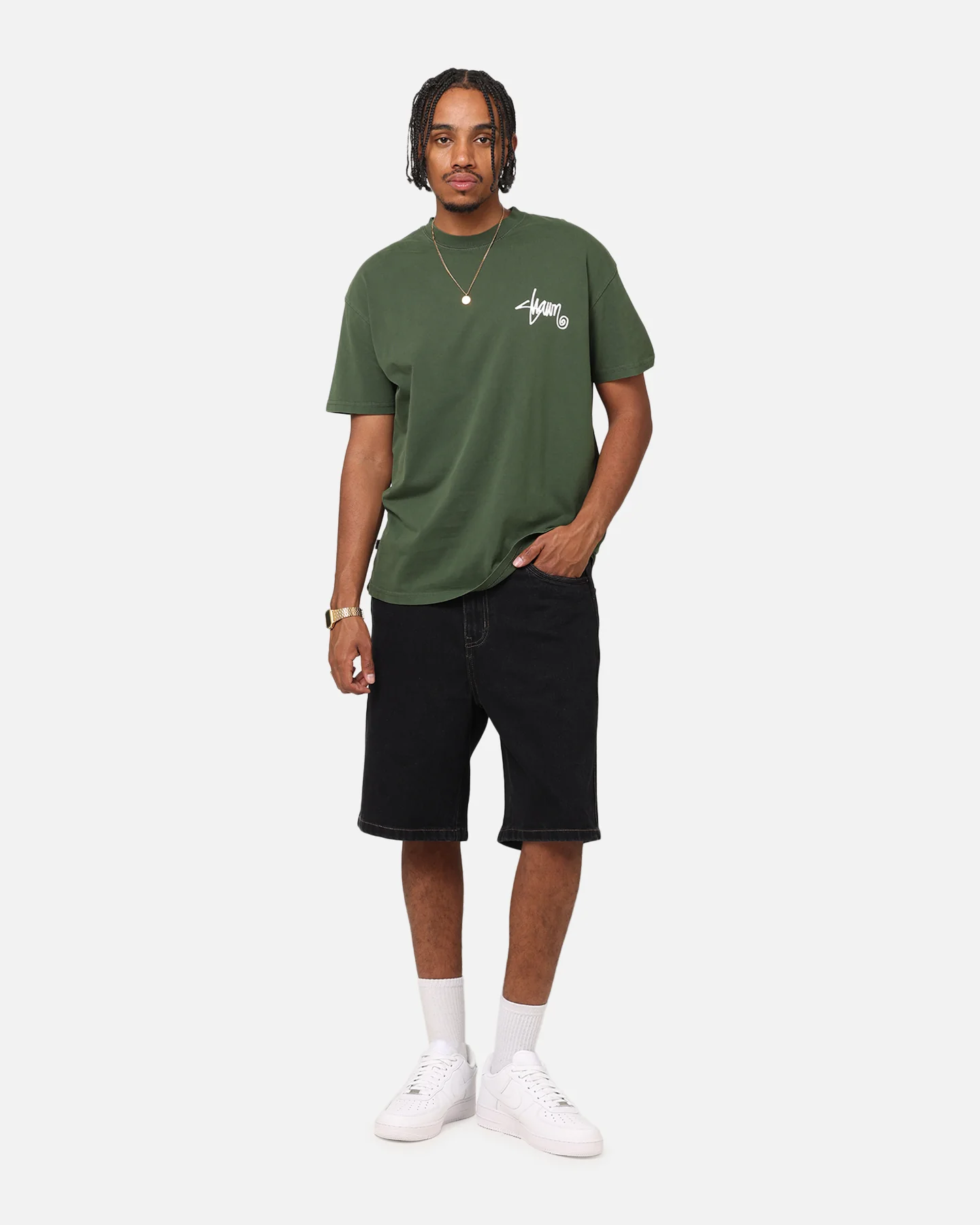 S Double Shawn Script T-Shirt Forest - Image 4