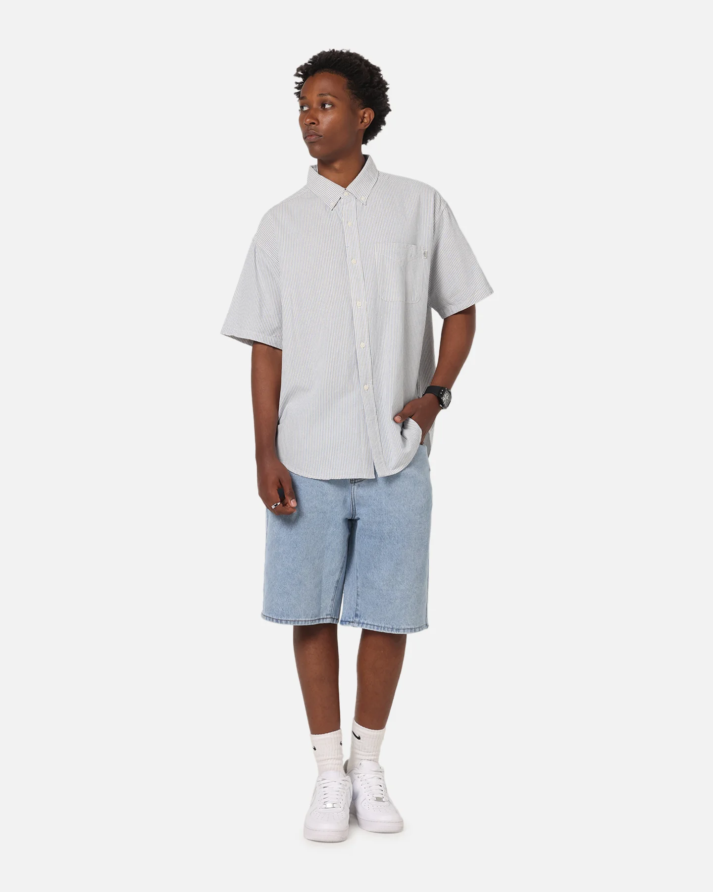 S Double Stripe Button UP Shirt Striped - Image 2