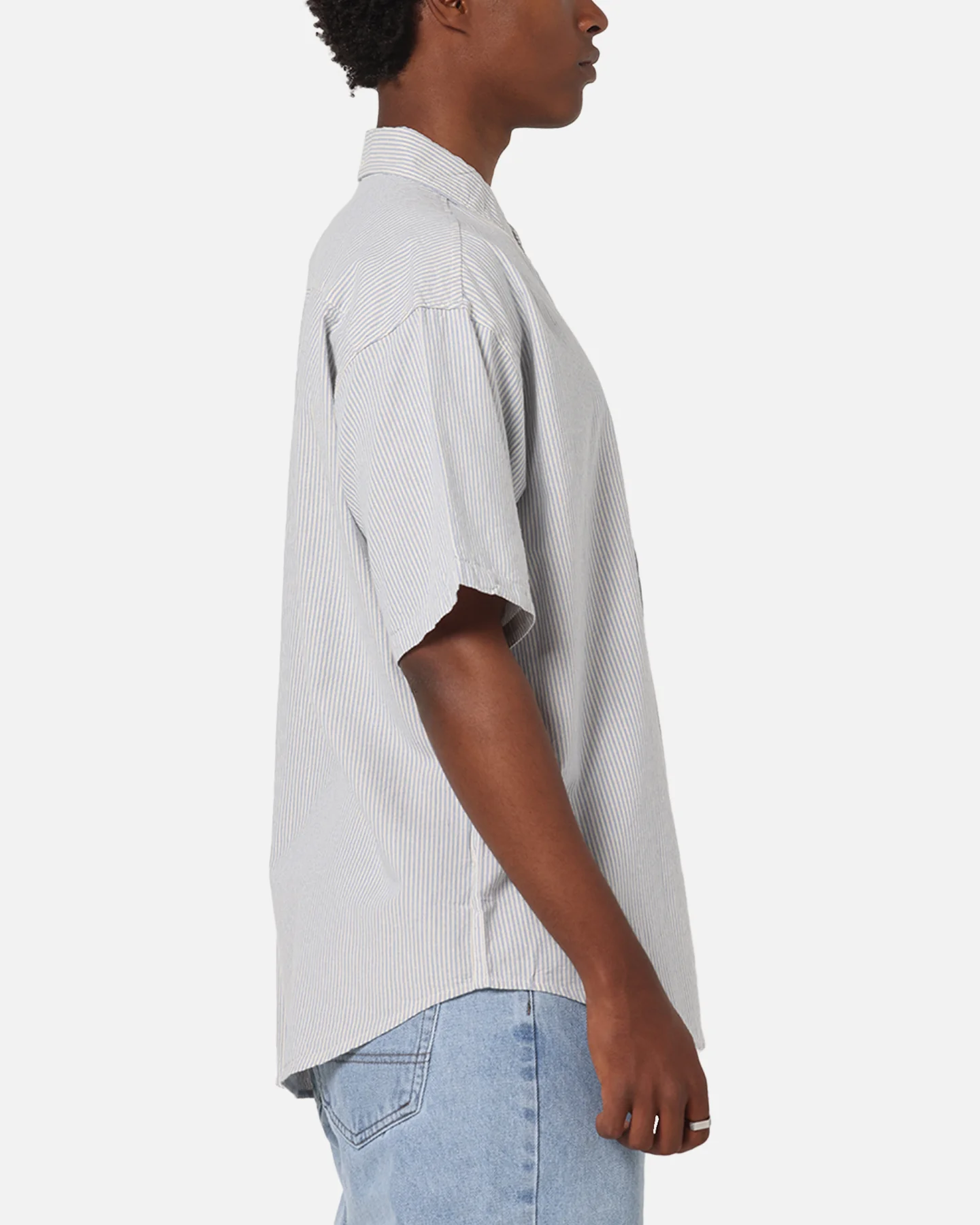 S Double Stripe Button UP Shirt Striped - Image 4