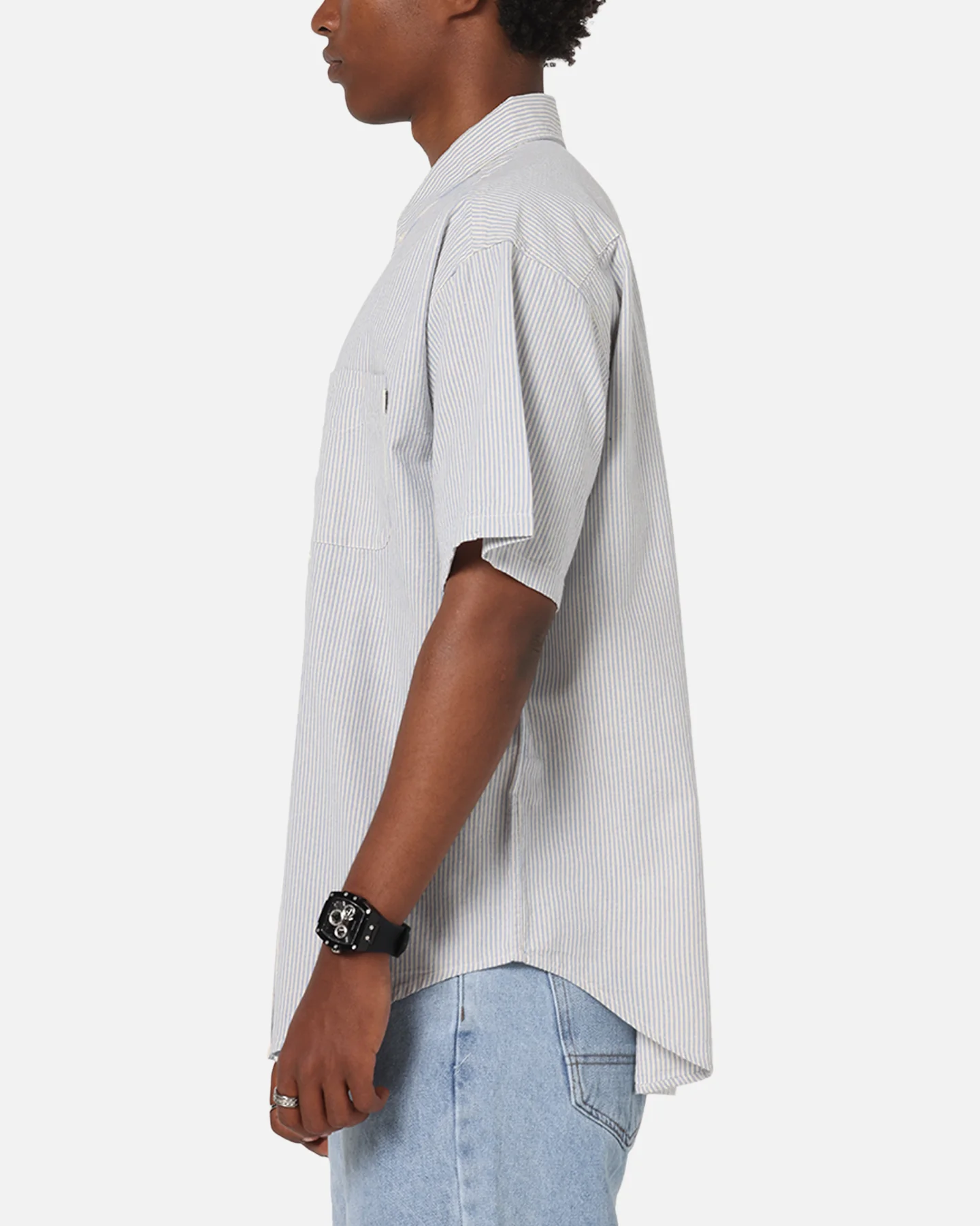 S Double Stripe Button UP Shirt Striped - Image 5