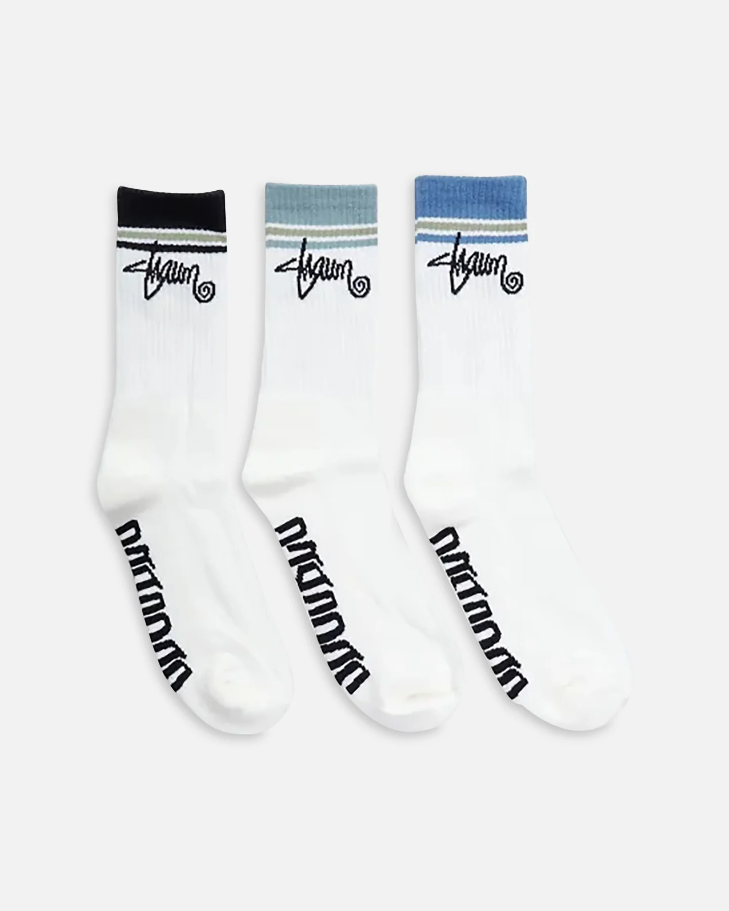 S Double Stripe Shawn Script Crew Socks 3 Pack Multi