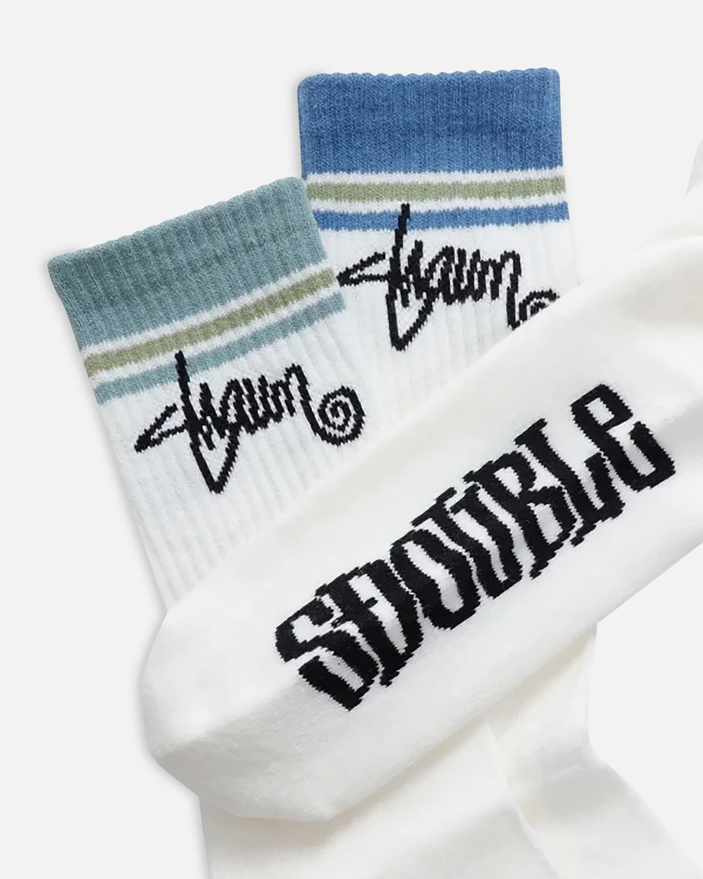 S Double Stripe Shawn Script Crew Socks 3 Pack Multi - Image 2