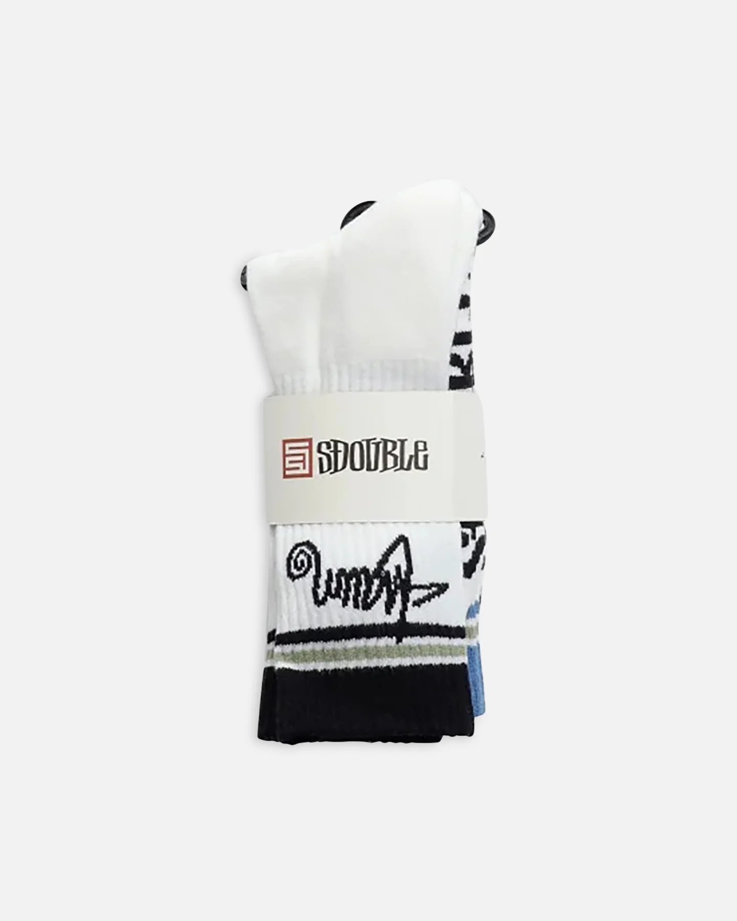 S Double Stripe Shawn Script Crew Socks 3 Pack Multi - Image 3
