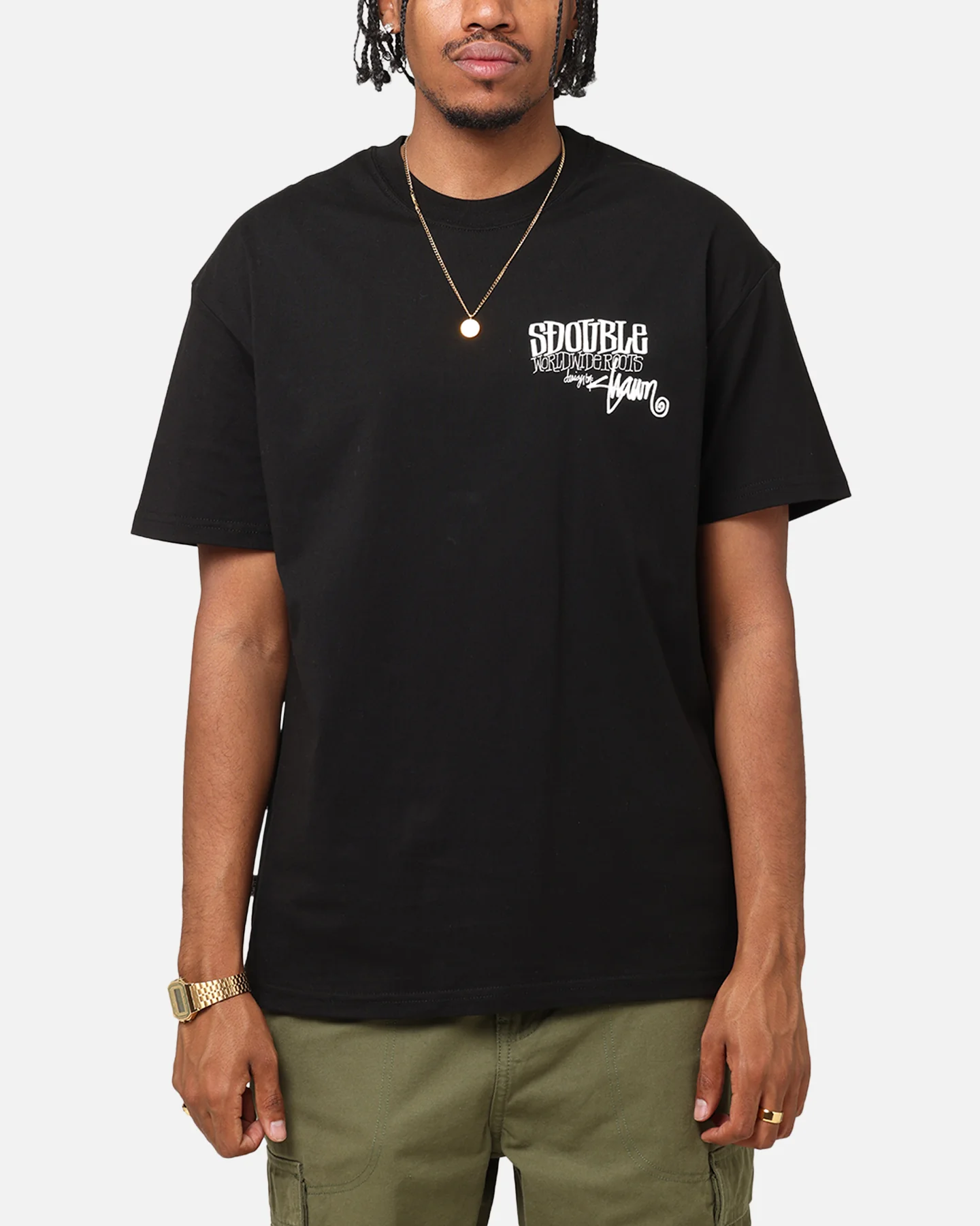 S Double World Wide Roots T-Shirt Black - Image 2