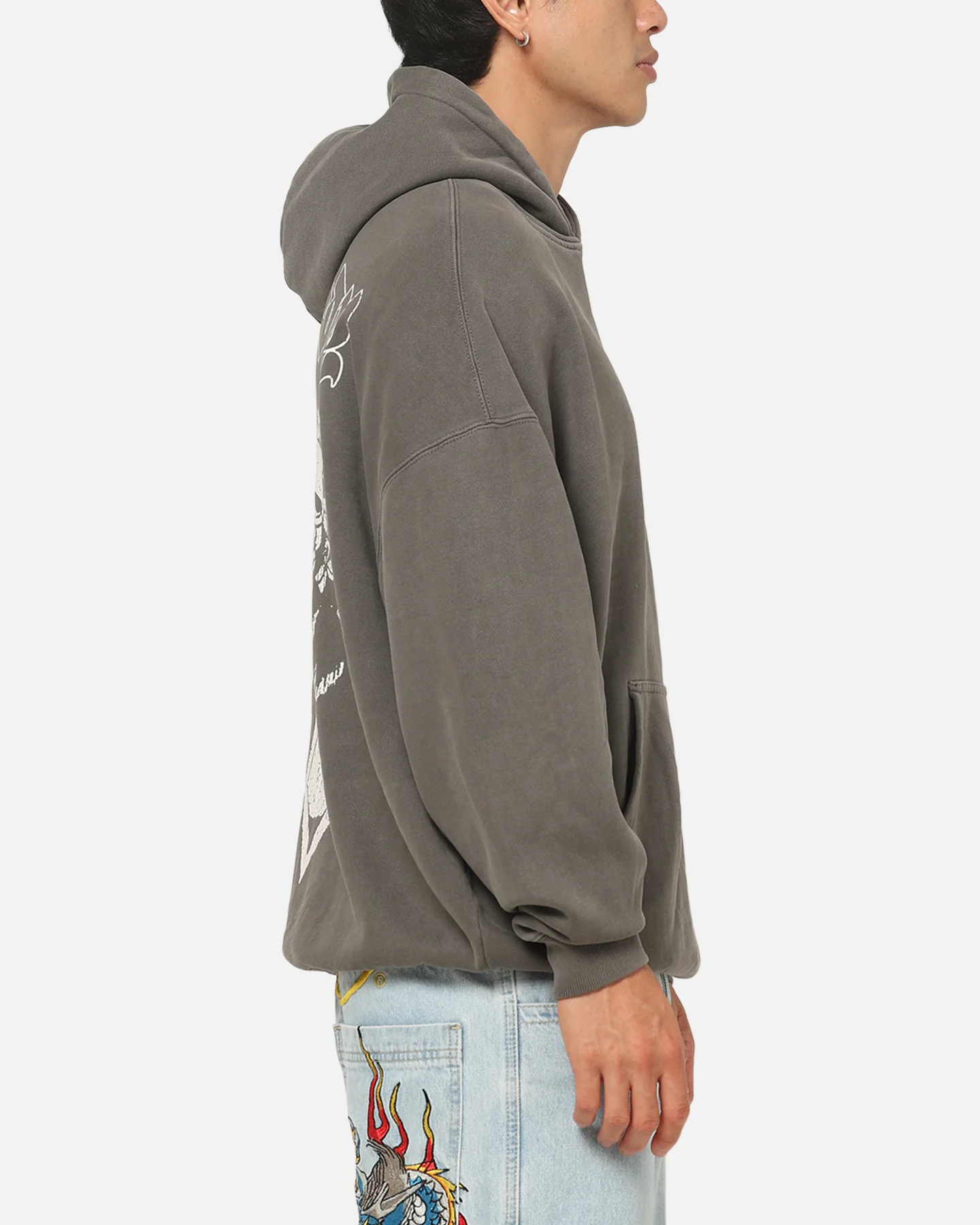 Ed Hardy Sacred Heart Hoodie Washed Charcoal - Image 5