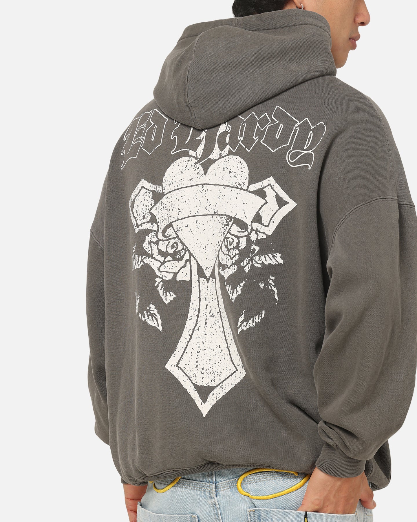 Ed Hardy Sacred Heart Hoodie Washed Charcoal - Image 8
