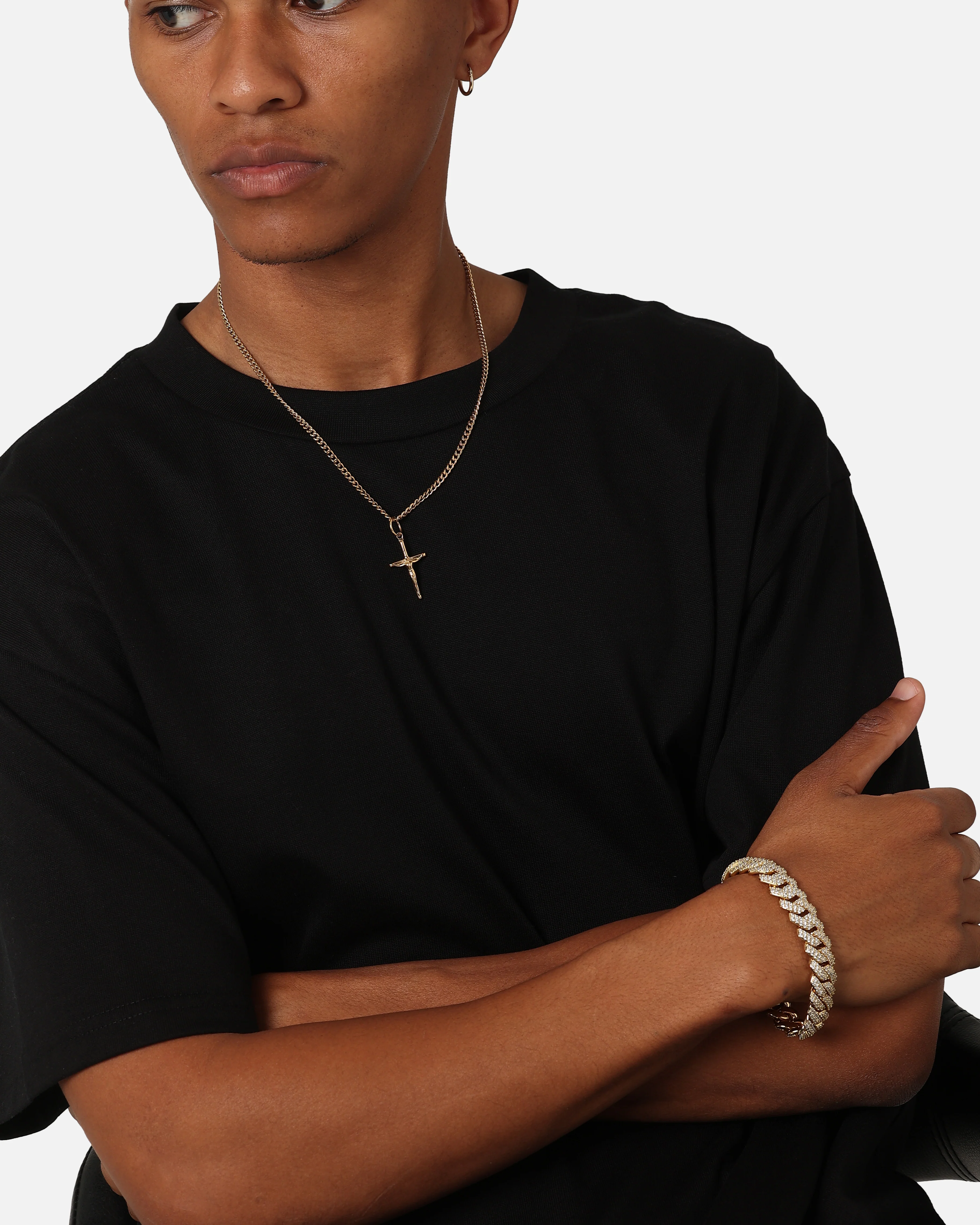 Saint Morta 14mm Interlink Bracelet Iced White Gold - Image 4