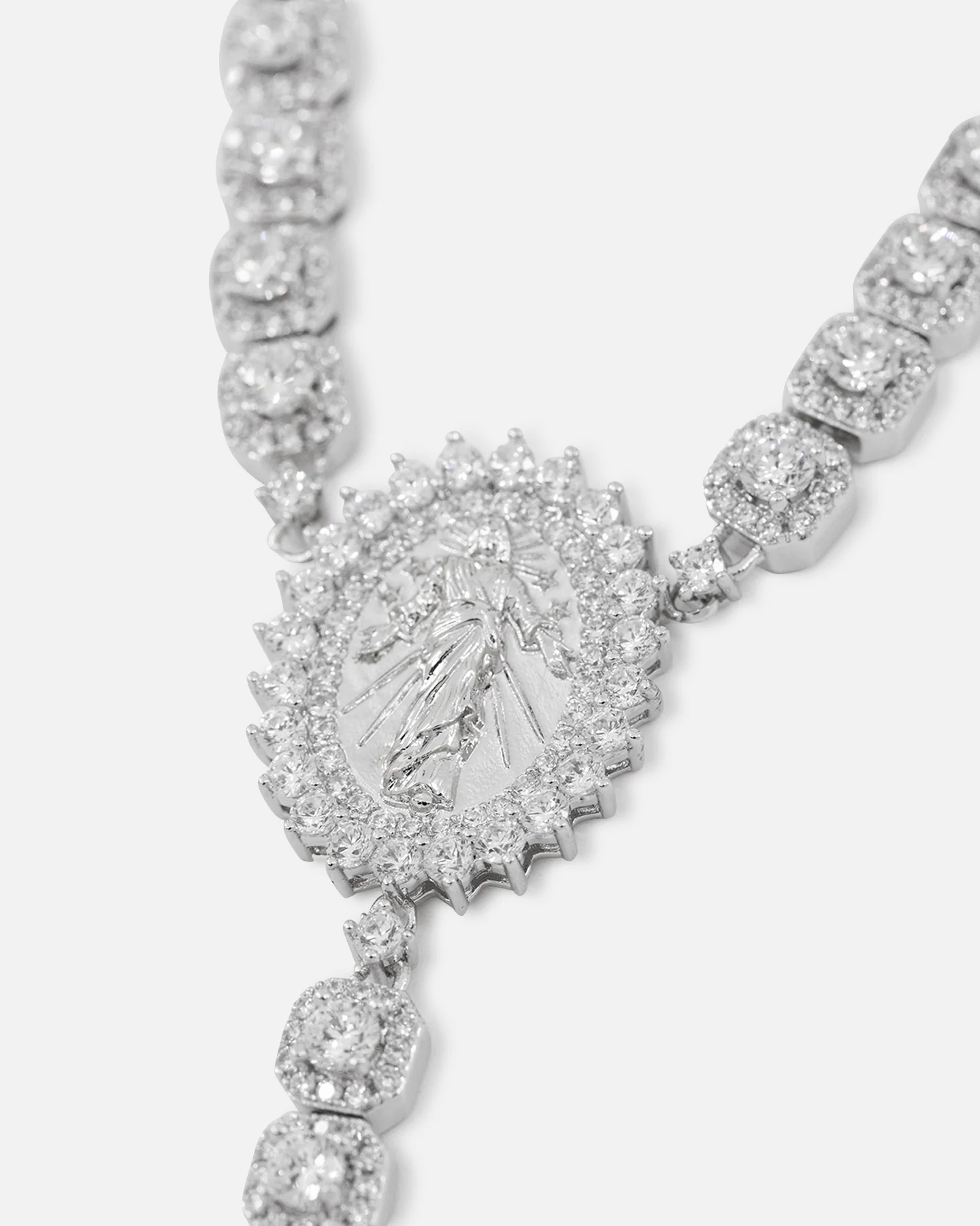 Saint Morta 6mm Iced Tennis Cross Chain White Gold - Image 3