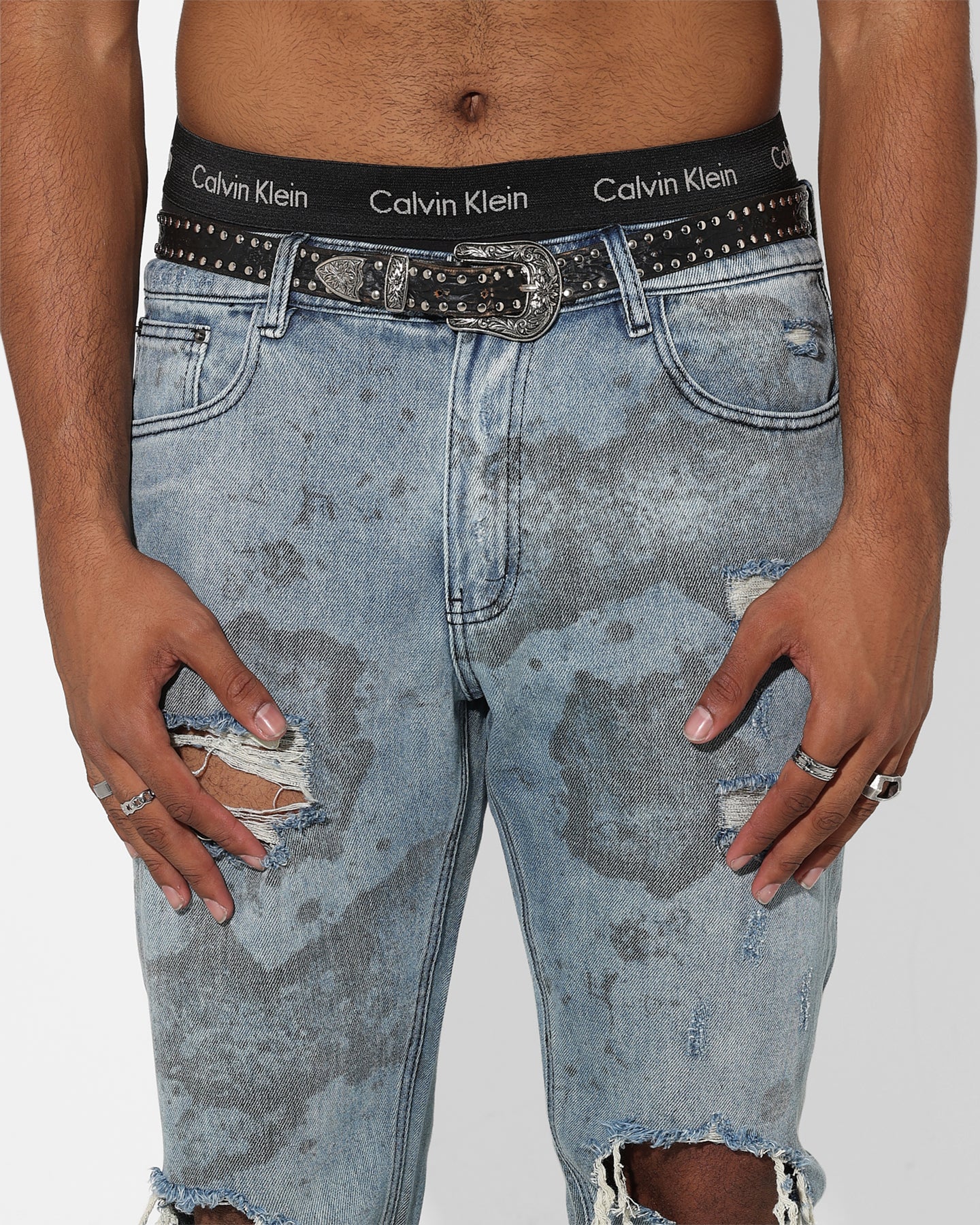 Saint Morta Acid Destroyer Jeans Blue/Black - Image 7