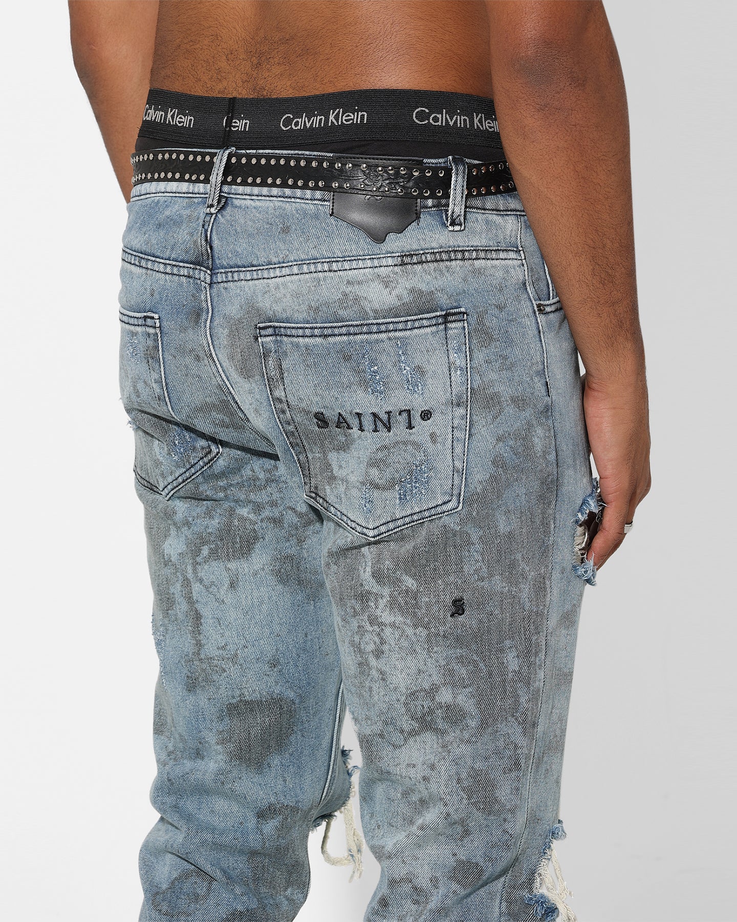 Saint Morta Acid Destroyer Jeans Blue/Black - Image 8