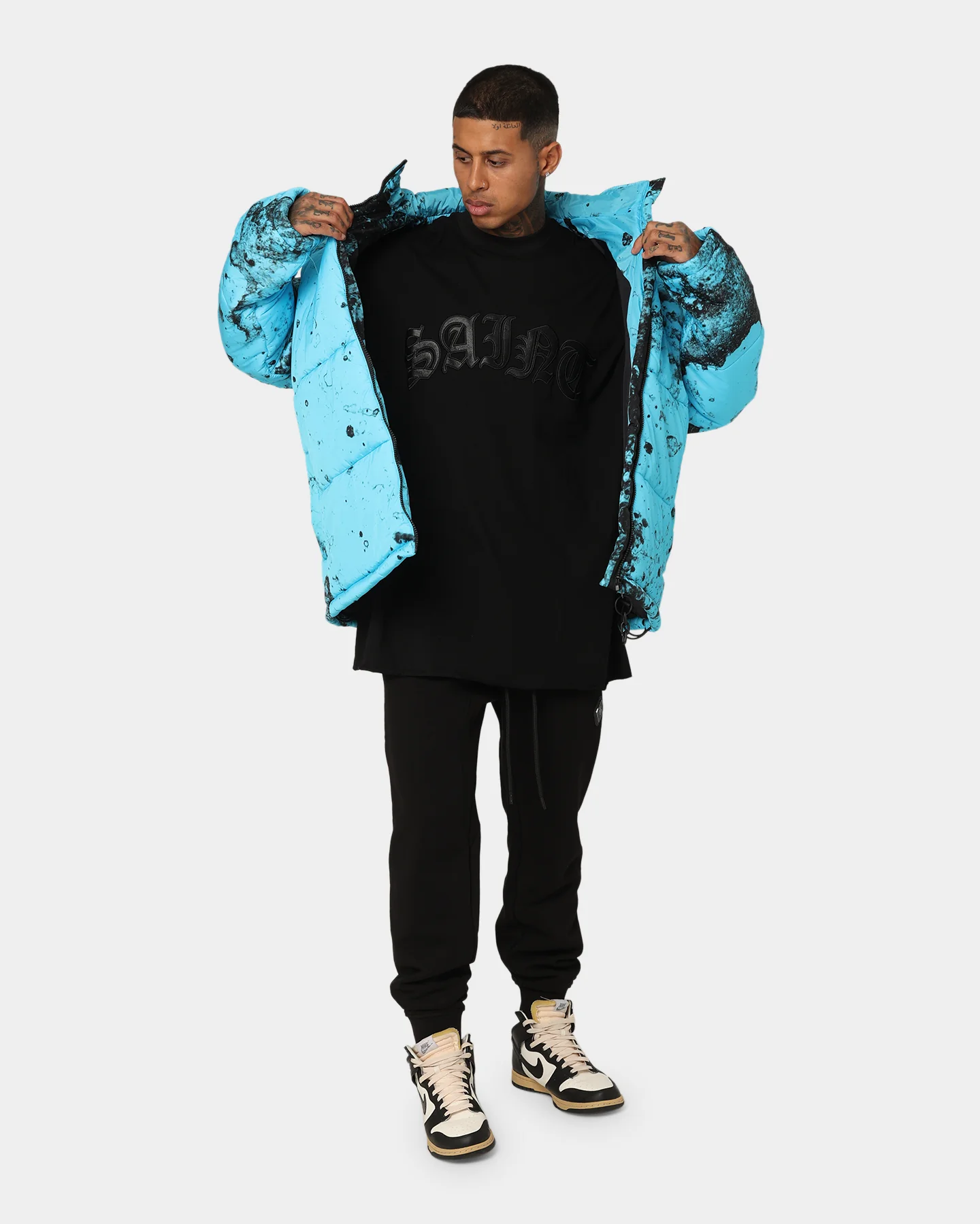 Saint Morta Acid Puffer Jacket Cyan/Black - Image 2