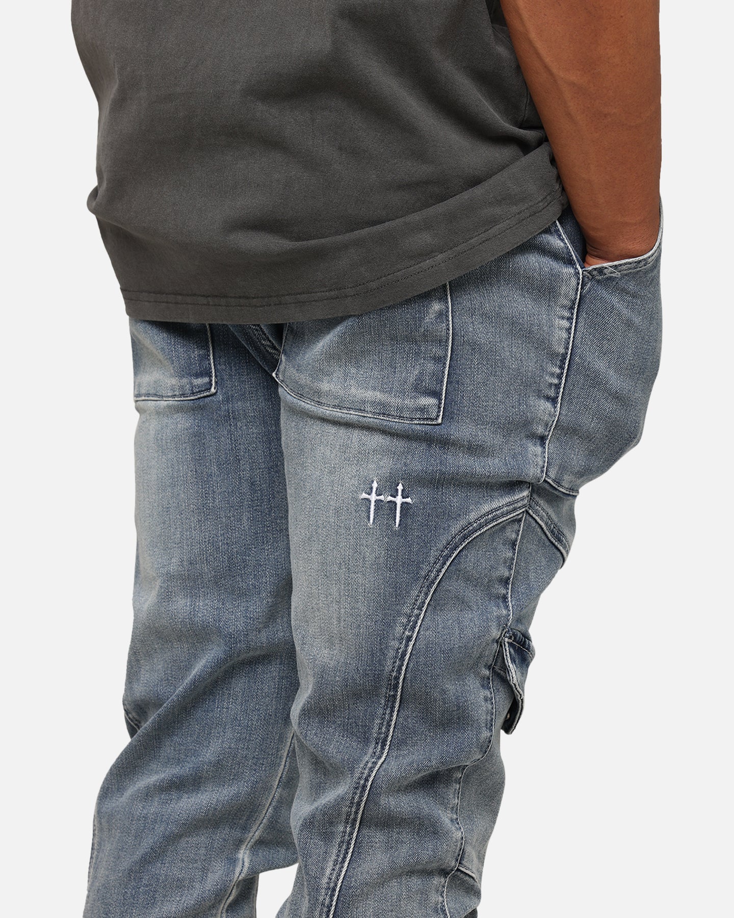 Saint Morta Aera Denim Joggers Dirty Denim - Image 4