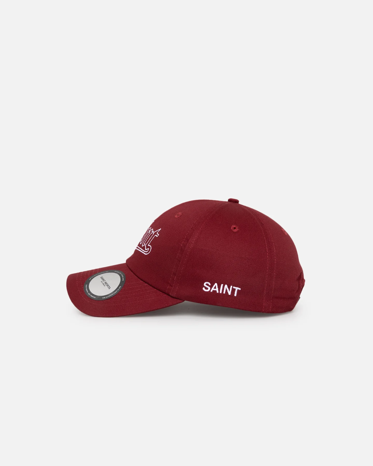 Saint Morta All Star Embroidered 6 Panel Strapback Maroon/White - Image 4