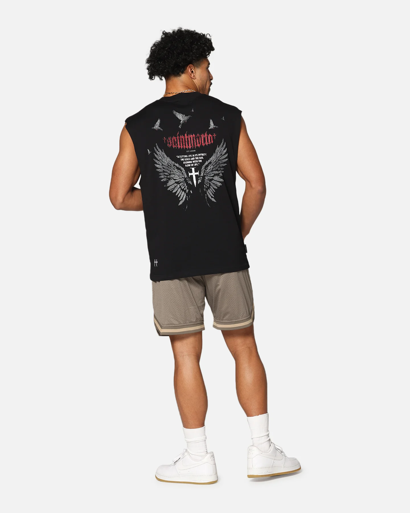 Saint Morta Amorfati Oversized Muscle T-Shirt Black - Image 3