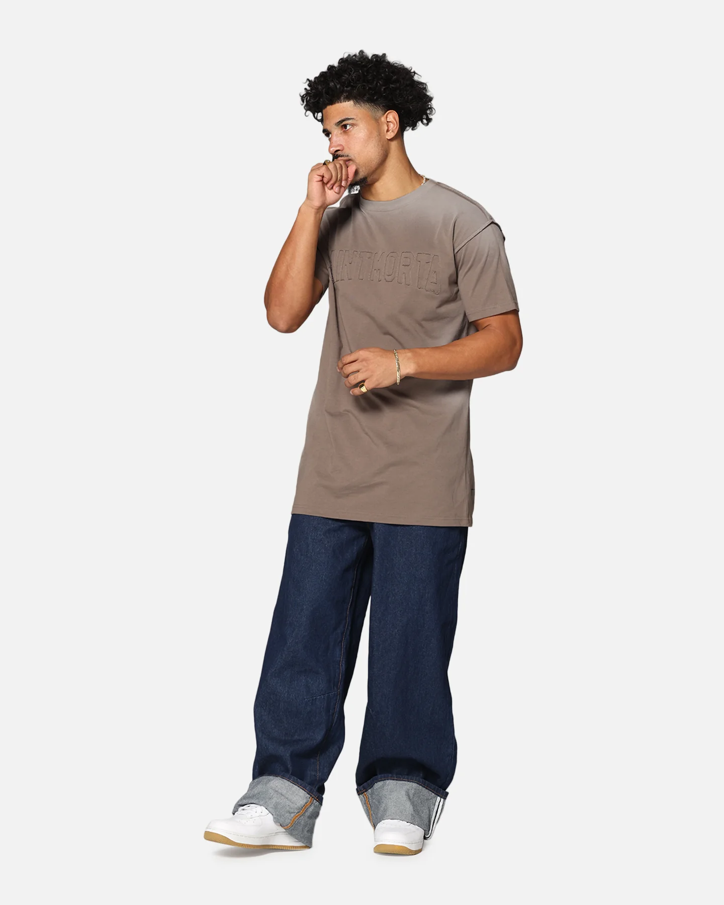 Saint Morta Amplus Selvedge Cuffed Jeans Indigo/Tan - Image 2